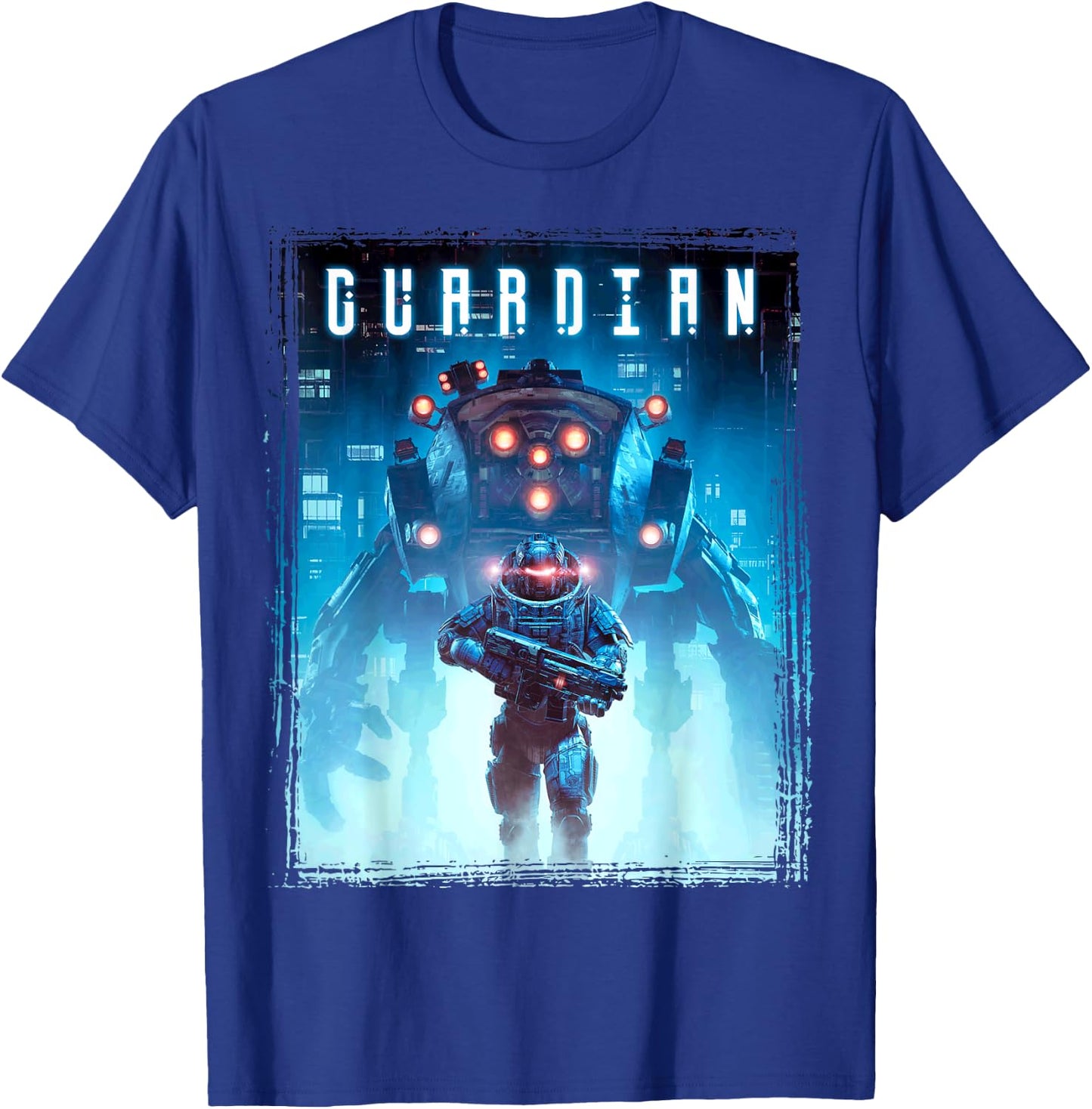 Science Fiction Cyberpunk Mech Guardian Robot Soldat Gamer T-Shirt - T-Shirt | Royal