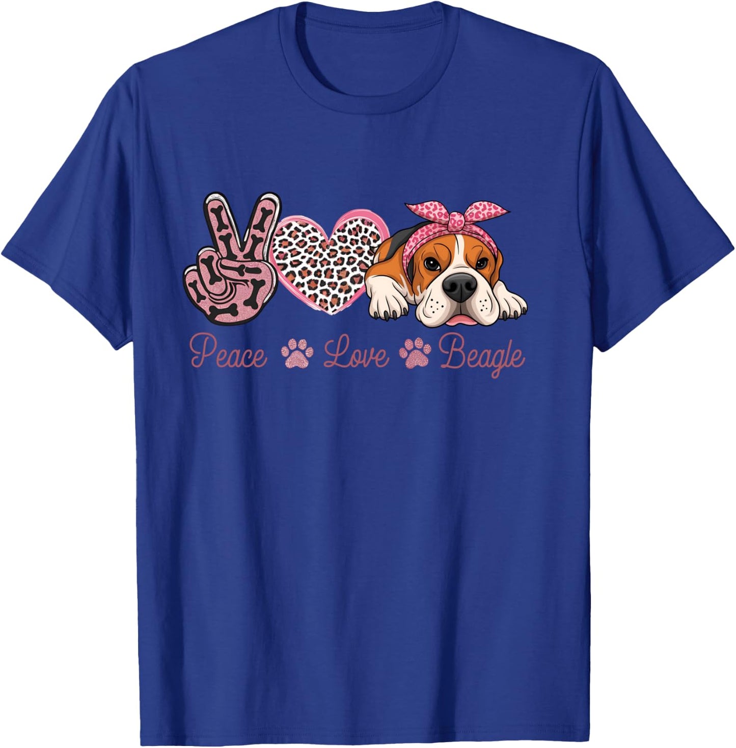 Funny Puppy Dog Mom Peace Love Beagle Dog Mother's Day T-Shirt - T-Shirt | Royal