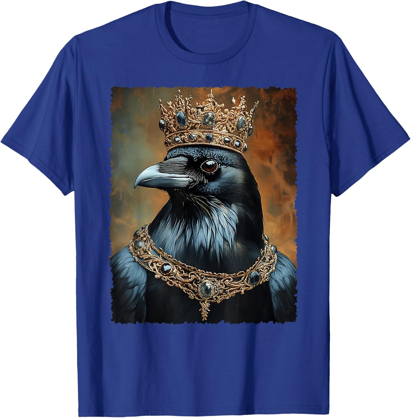 Vintage Black Crow Raven Bird Halloween King Crown Gothic T-Shirt - T-Shirt | Royal