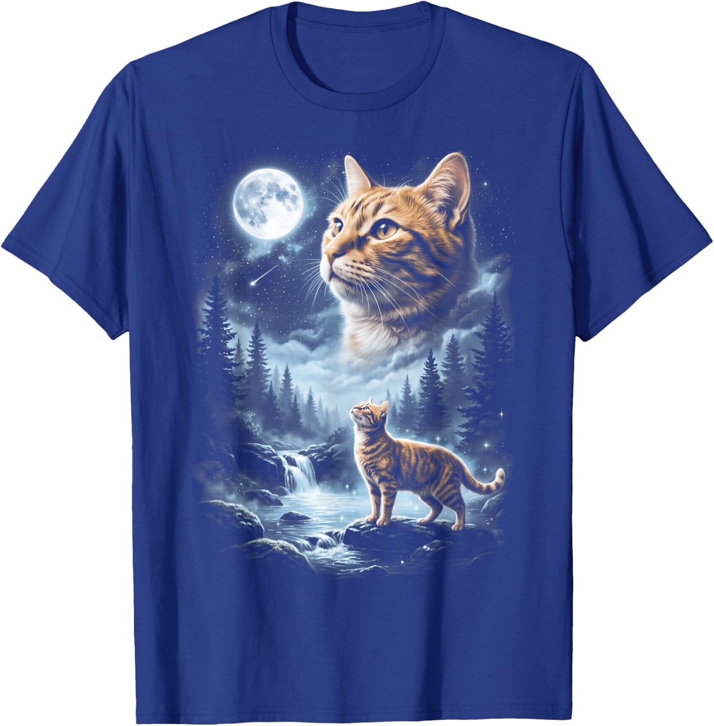 Orange Tabby Cat Howling at Moon 90's Retro T-Shirt - T-Shirt | Royal