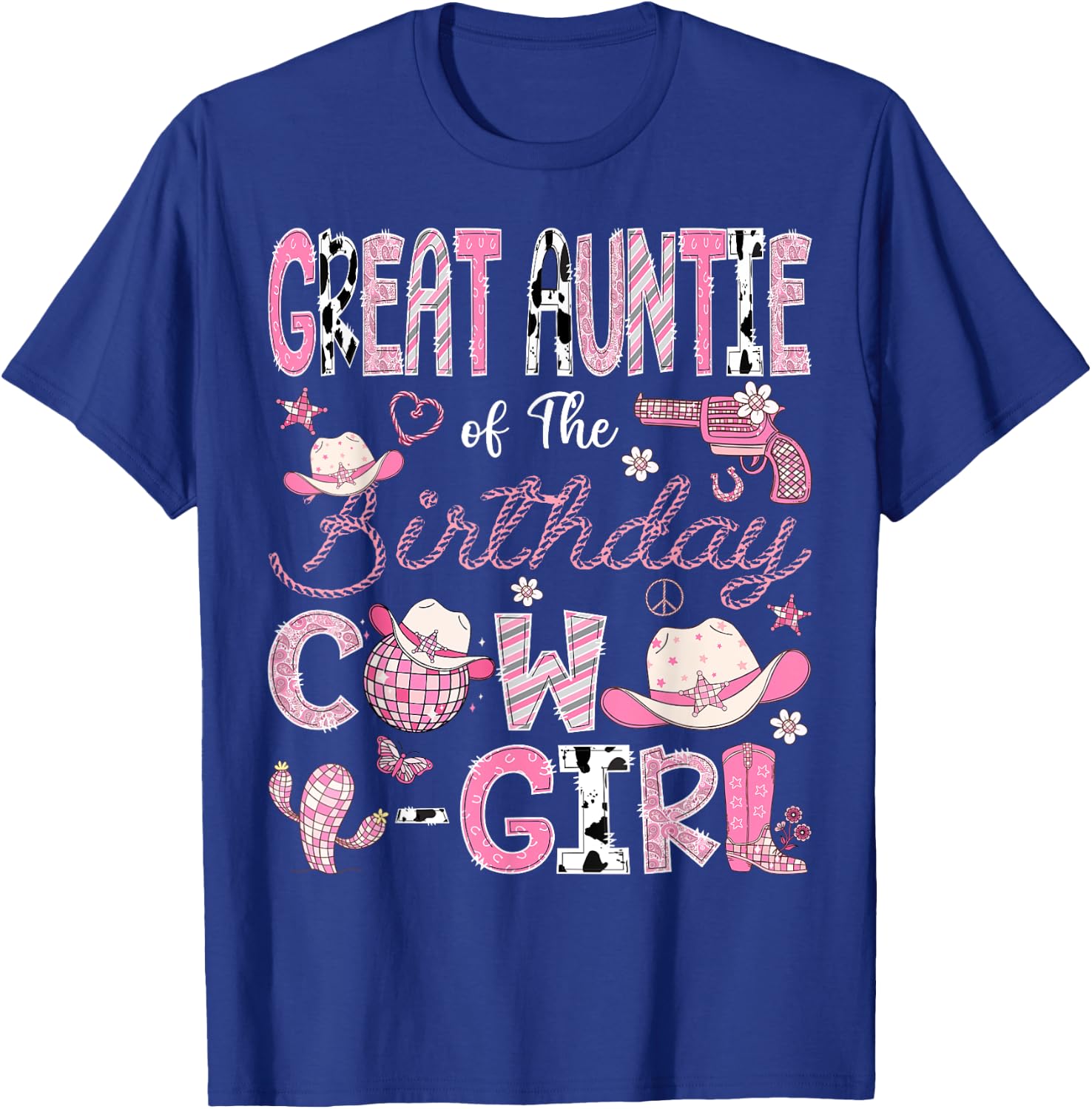 Great Auntie Of The Birthday CowGirl 1St Bday Rodeo Auntie T-Shirt - T-Shirt | Royal
