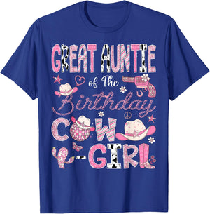 Great Auntie Of The Birthday CowGirl 1St Bday Rodeo Auntie T-Shirt - T-Shirt | Royal
