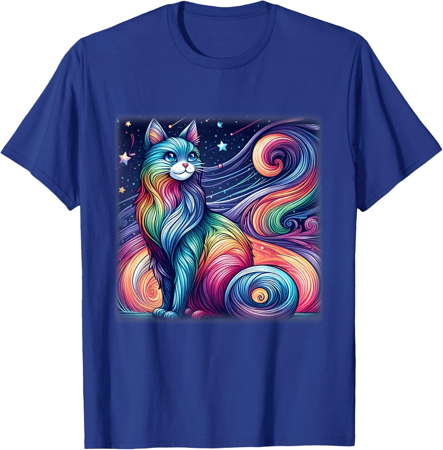Colorful Pastel Cat Galaxy Shirt Cute Cosmic Space Cat Lover Men Women Kids T-Shirt - T-Shirt | Royal