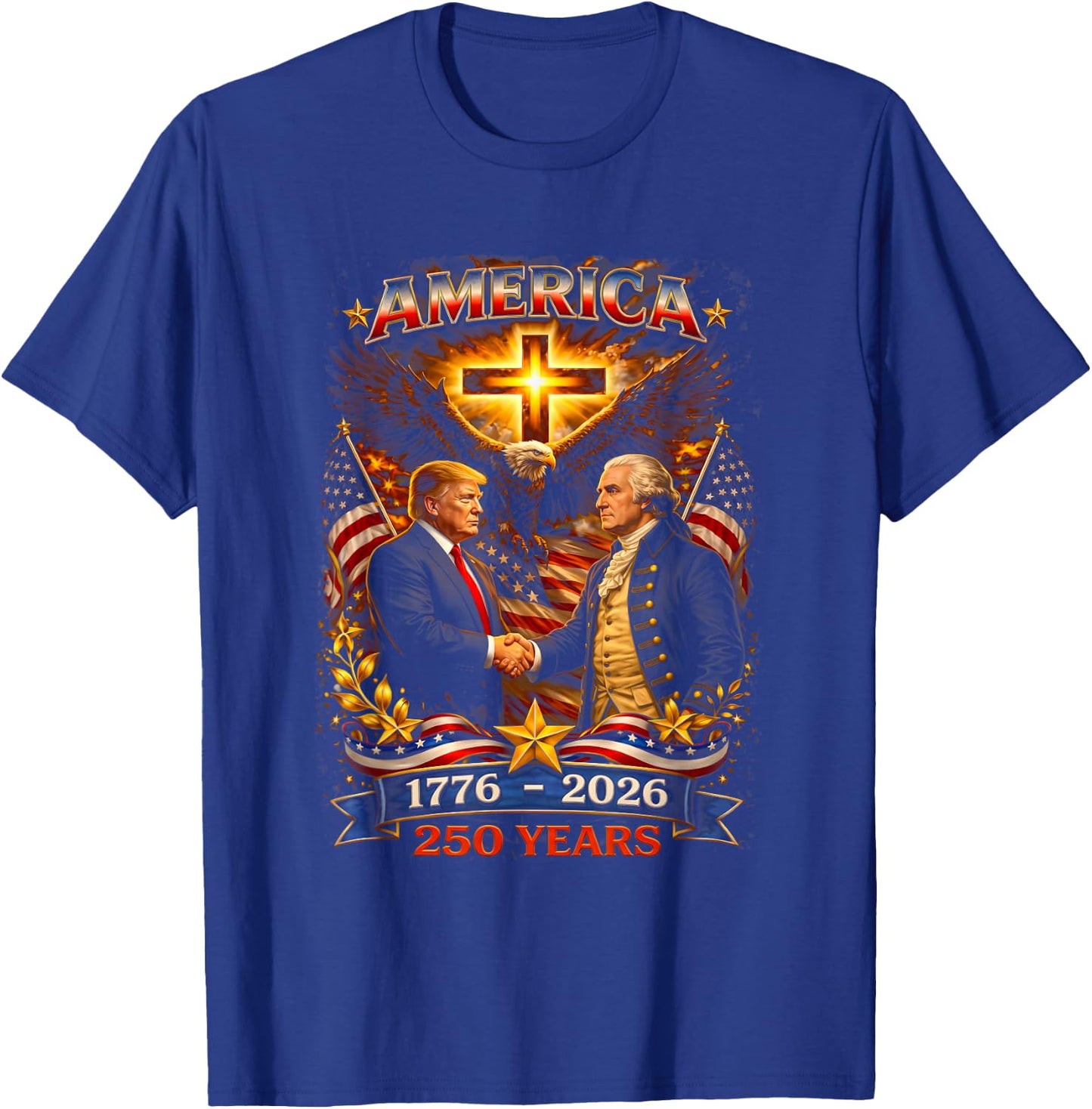 250 Years American 250th Anniversary 1776 2026 US Flag T-Shirt - T-Shirt | Royal