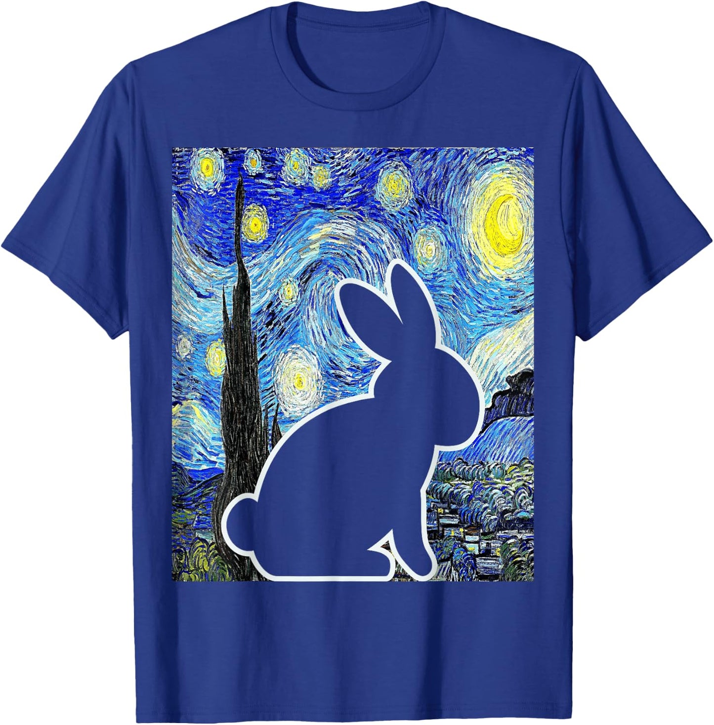 Rabbit Starry Night Bunny Lover Van Gogh Painting T-Shirt - T-Shirt | Royal