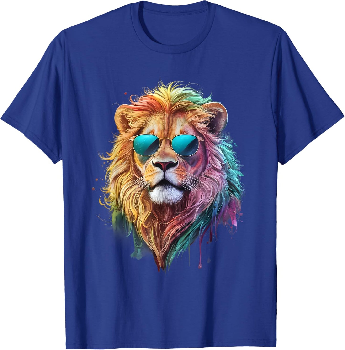 Lion Men Women Colorful Watercolor Lion , black T-Shirt - T-Shirt | Royal