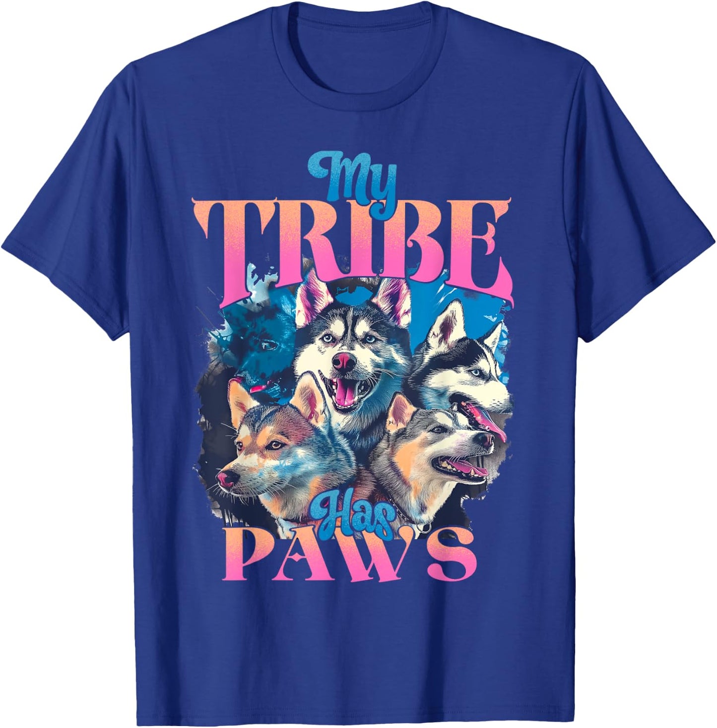 Dog Lover Bootleg Siberian Husky Dog Owner Girl and Woman T-Shirt - T-Shirt | Royal
