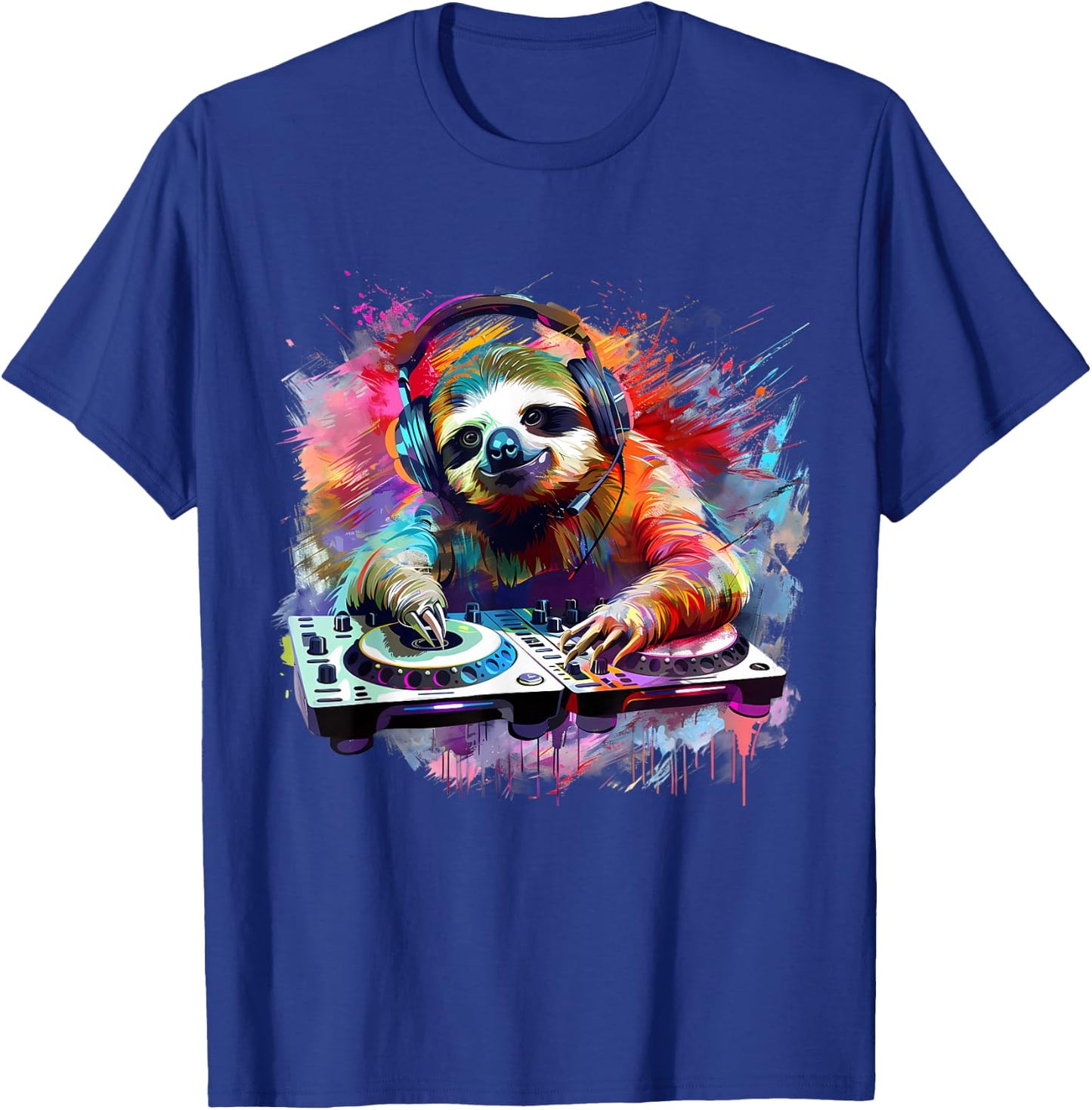 Sloth DJ Techno EDM Music Producer Turntable DJ Sloth House , black T-Shirt - T-Shirt | Royal