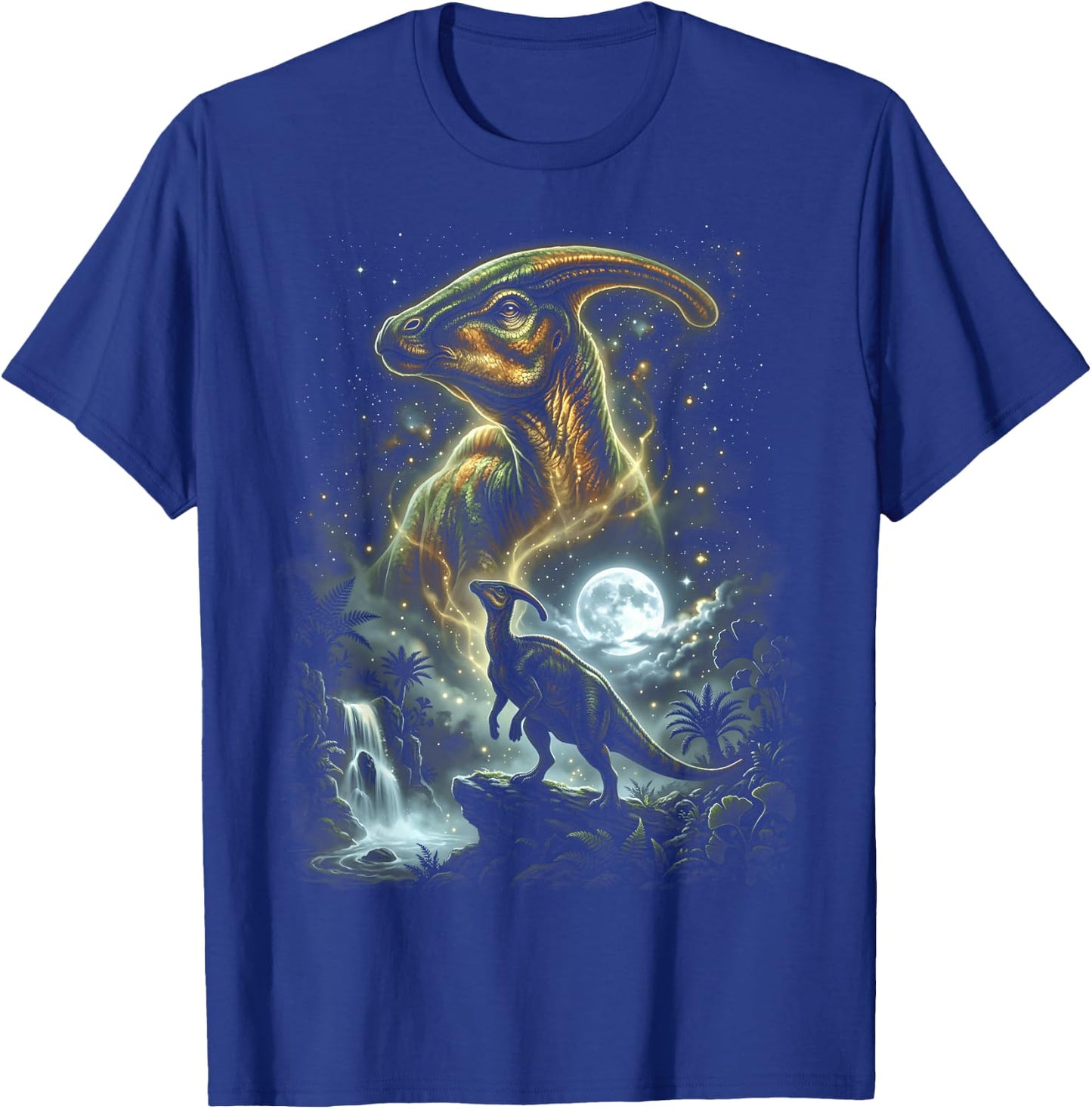 Parasaurolophus Dinosaur Howling At The Moon T-Shirt - T-Shirt | Royal