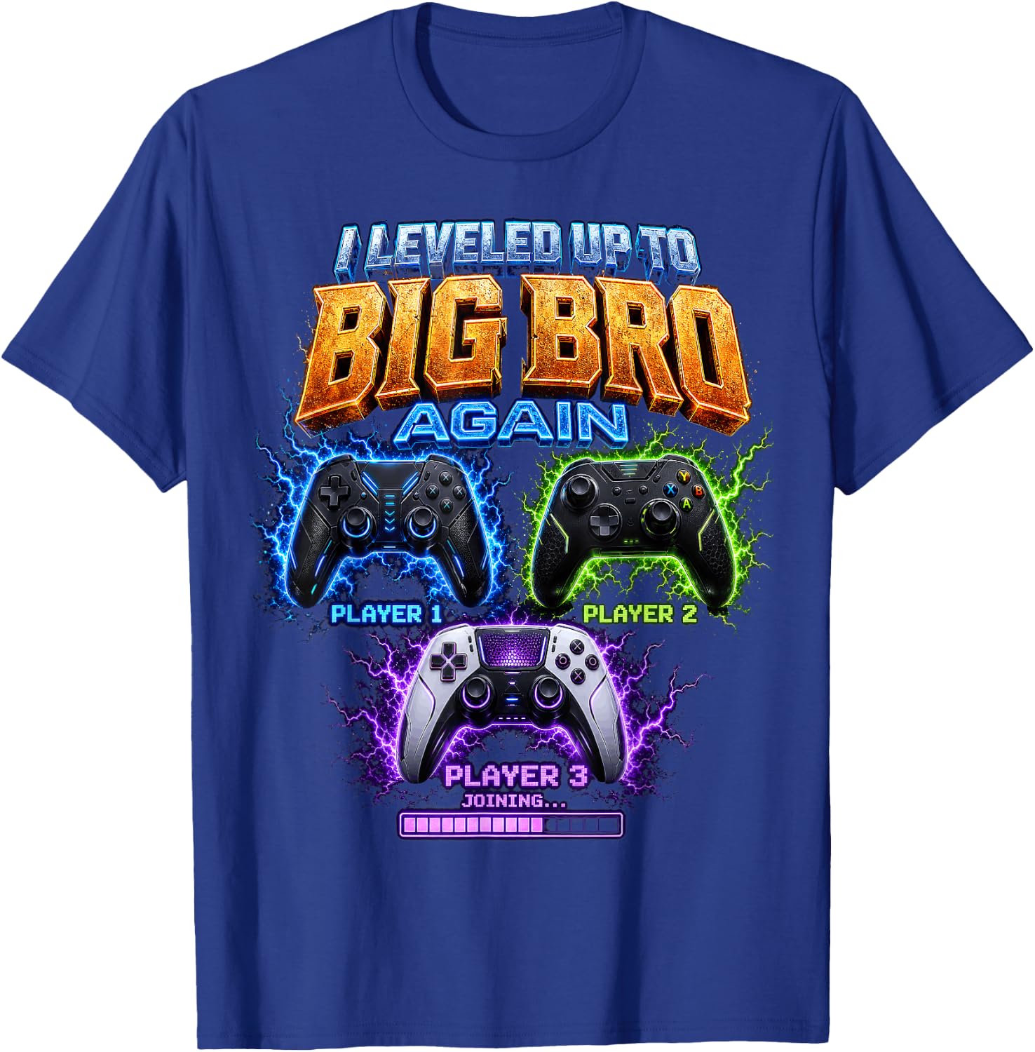 Gamer I Leveled Up to Big Bro Again Controller Boy T-Shirt - T-Shirt | Royal
