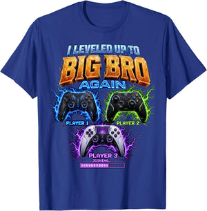 Gamer I Leveled Up to Big Bro Again Controller Boy T-Shirt - T-Shirt | Royal