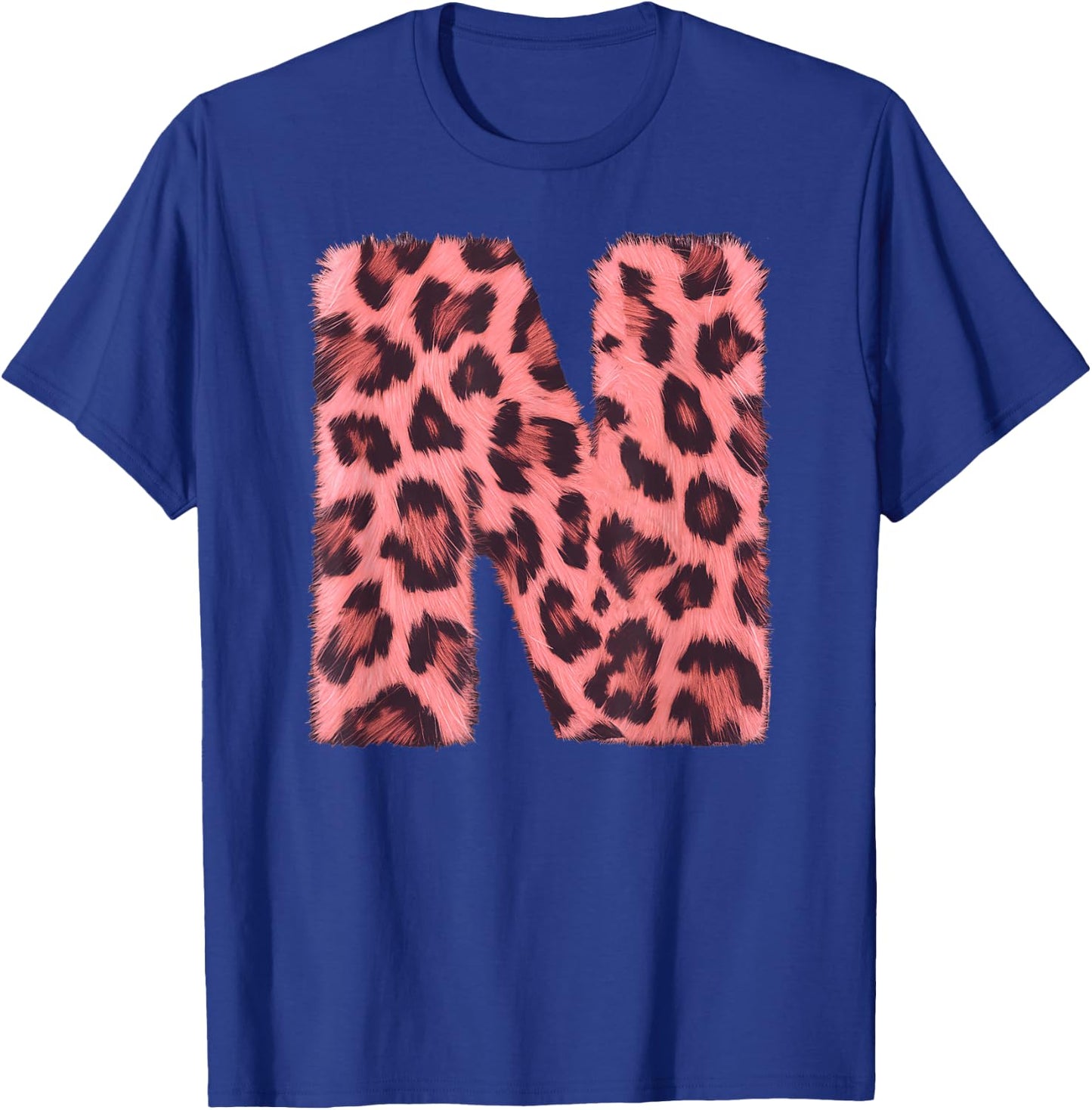 Letter N Cheetah Leopard Print Pink Initial Zebra Matching T-Shirt - T-Shirt | Royal