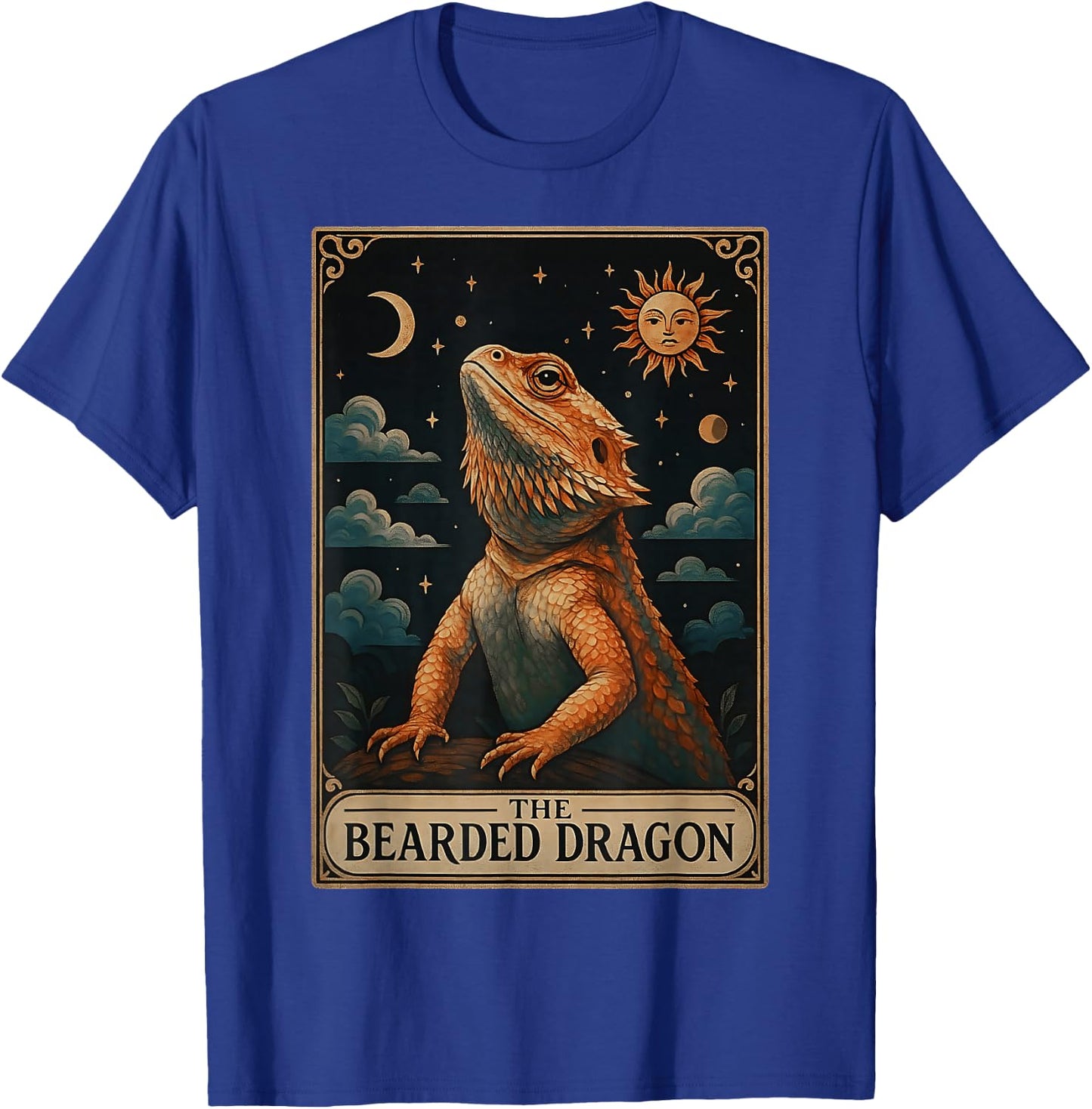 The Bearded Dragon Lizard Tarot Card Witchy Moon T-Shirt - T-Shirt | Royal