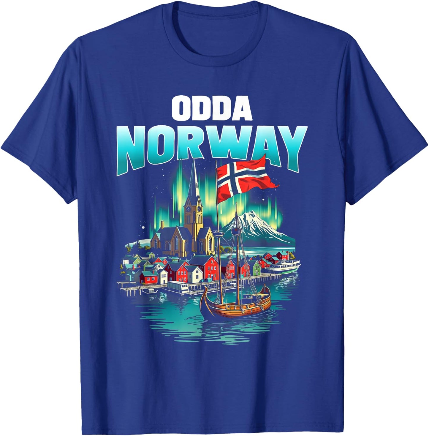 Odda Norway Flag Travel Souvenir Norwegian T-Shirt - T-Shirt | Royal