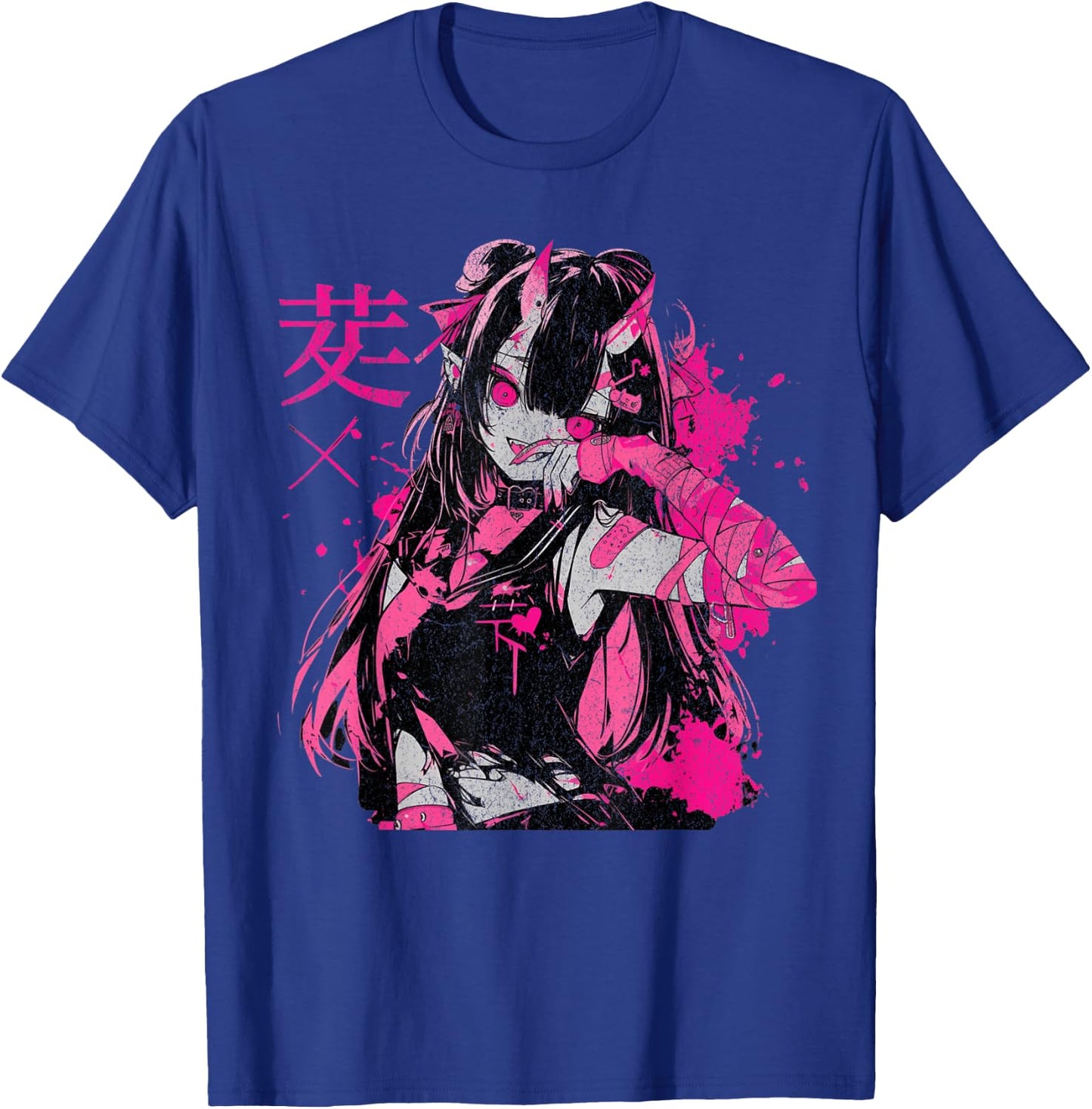 Goth Grunge Demon Anime Girl Waifu Horror Old Aesthetic T-Shirt - T-Shirt | Royal