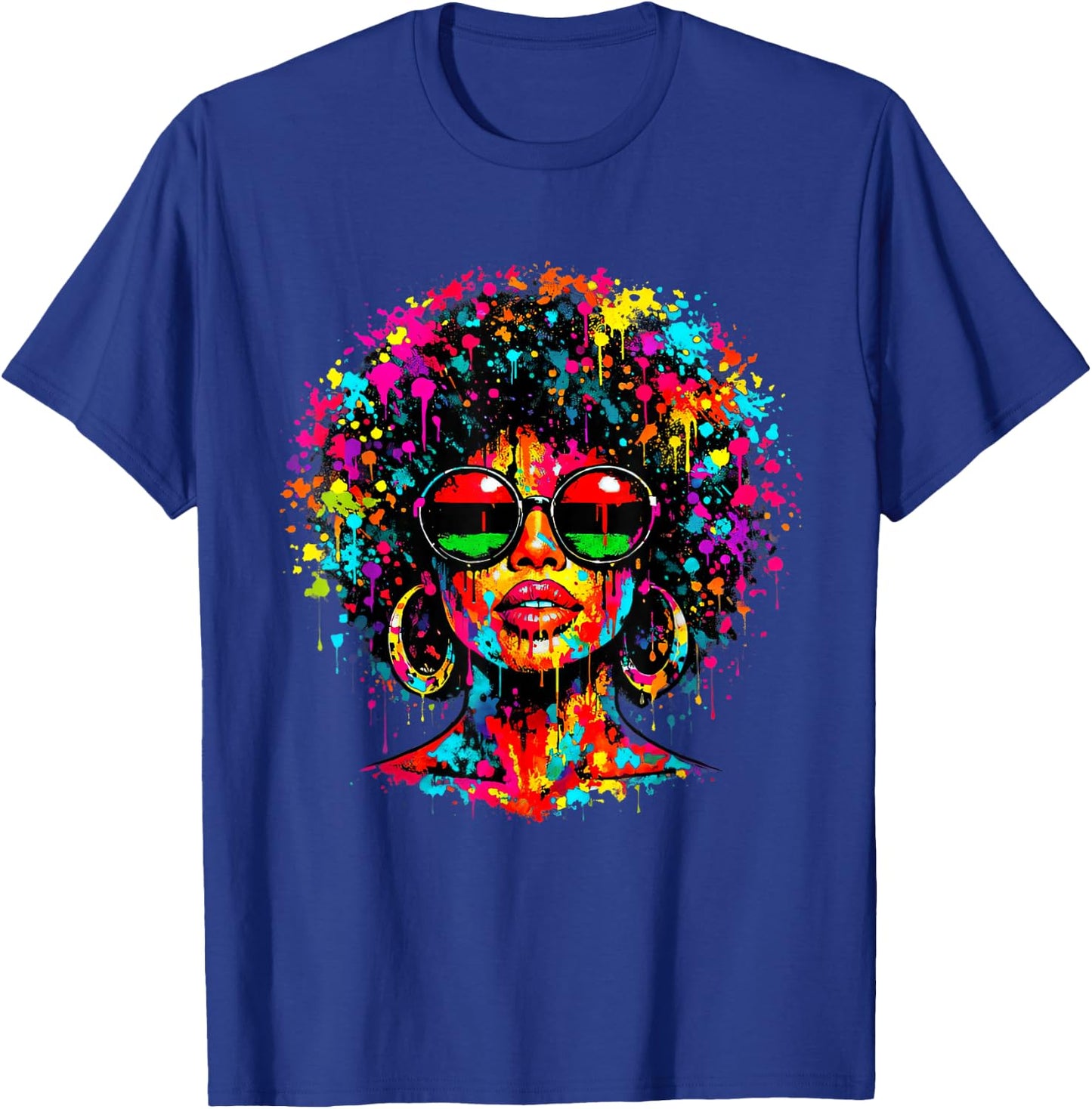 Juneteenth Black Queen Afro African Melanin Dripping T-Shirt - T-Shirt | Royal