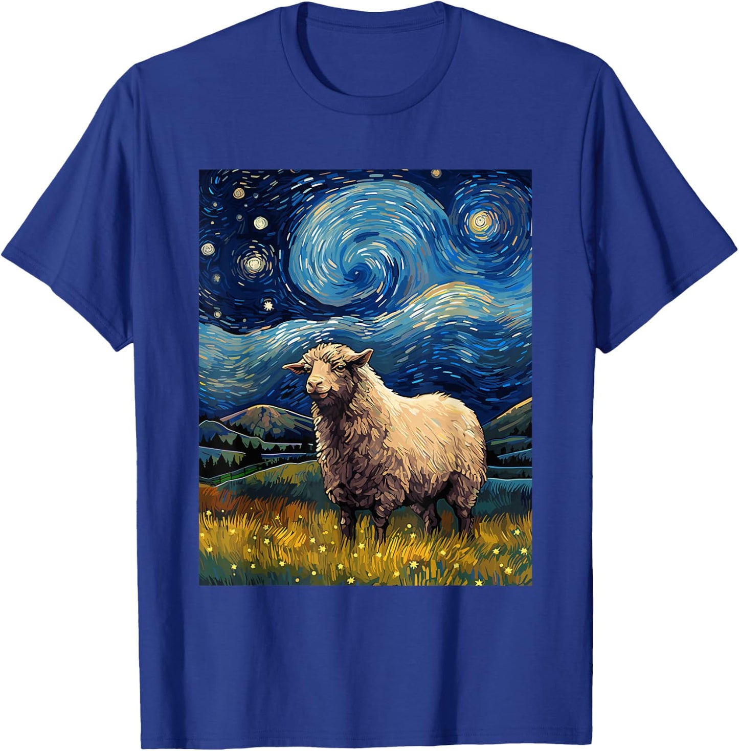 Sheep Starry Night Van Gogh Art Lover T-Shirt - T-Shirt | Royal