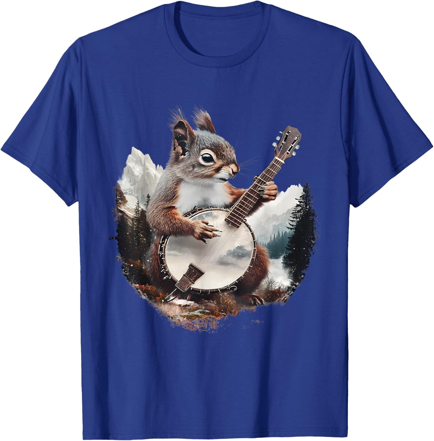 Banjo Squirrel Bluegrass Banjo Player Squirrel Playing Banjo T-Shirt - T-Shirt | Royal