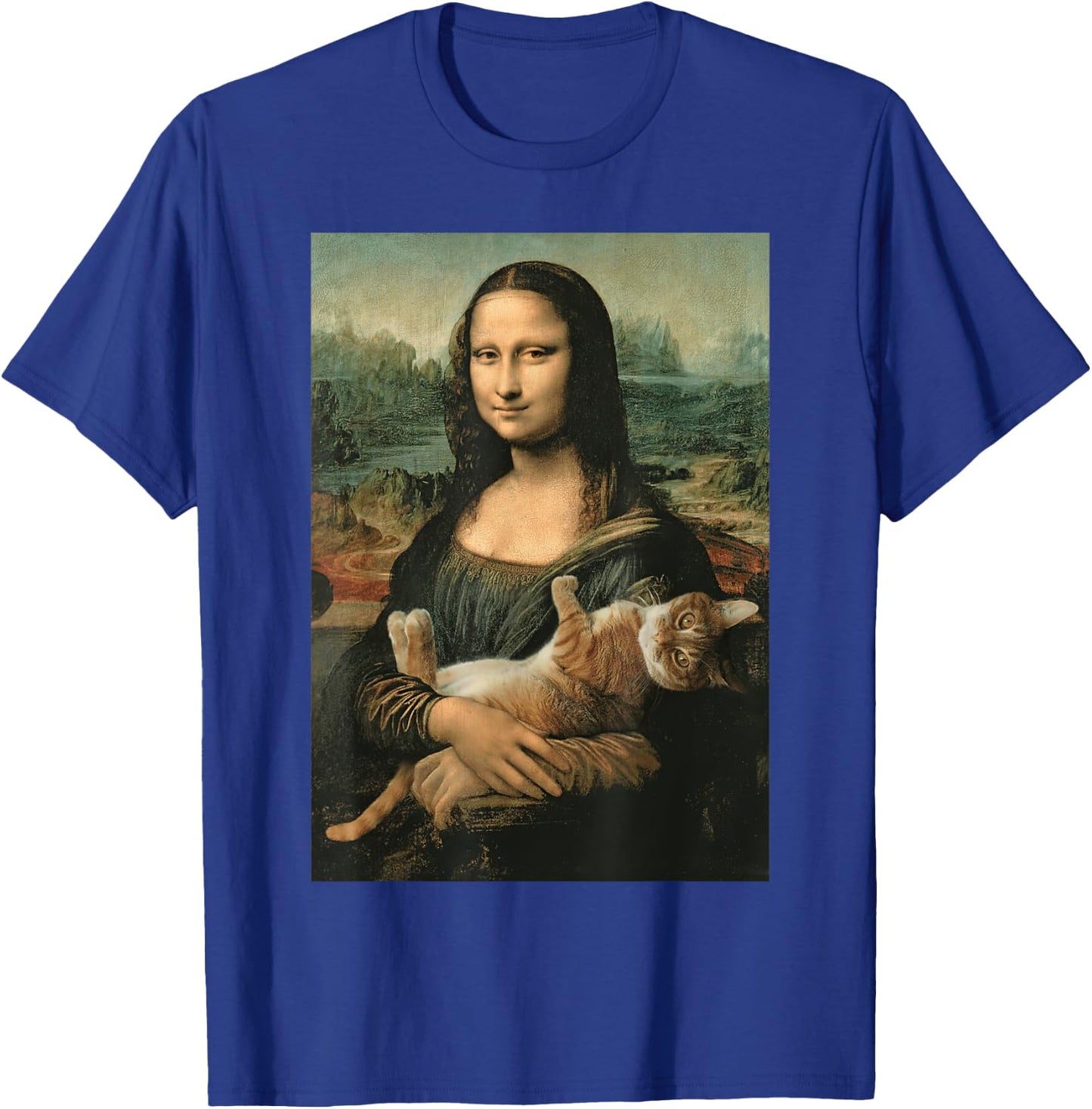 Mona Lisa With Orange Cat Funny Art Painting T-Shirt - T-Shirt | Royal
