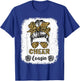 Cheer Cousin Leopard Messy Bun Cheerleader Bleached T-Shirt - T-Shirt | Royal