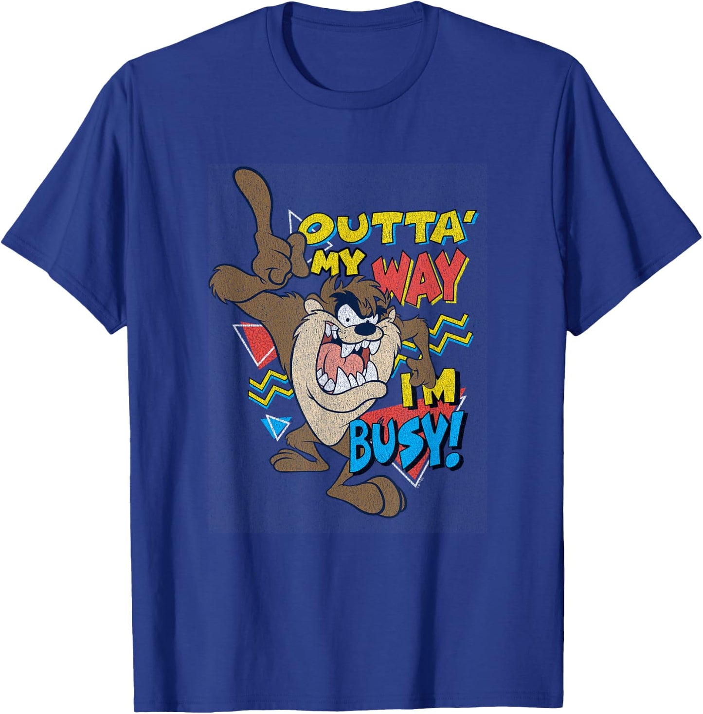 Looney Tunes Tasmanian Devil Outta' My Way I'm Busy! Retro T-Shirt - T-Shirt | Royal