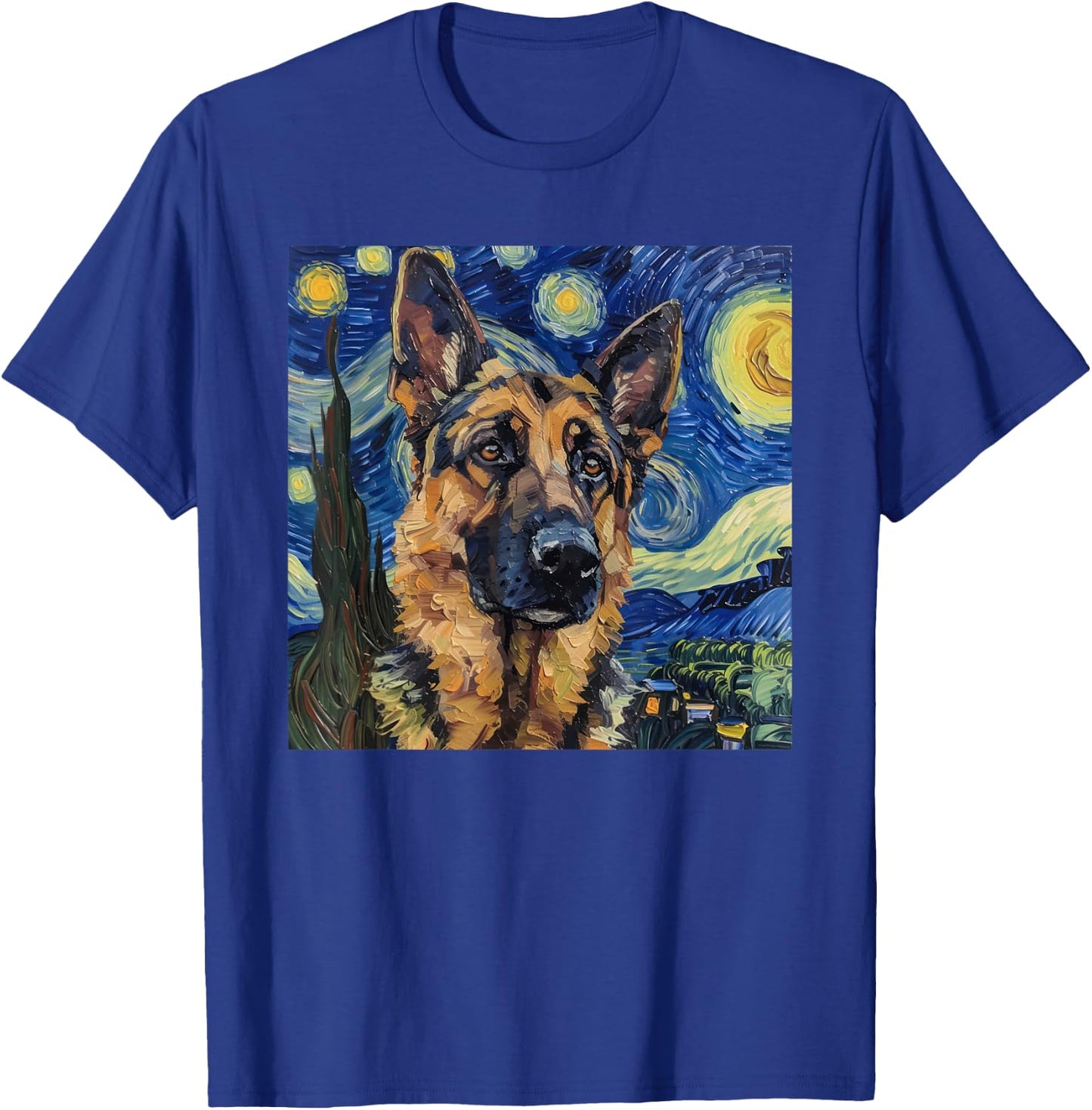 German Shepherd Dog Van Gogh Style Starry Night T-Shirt - T-Shirt | Royal