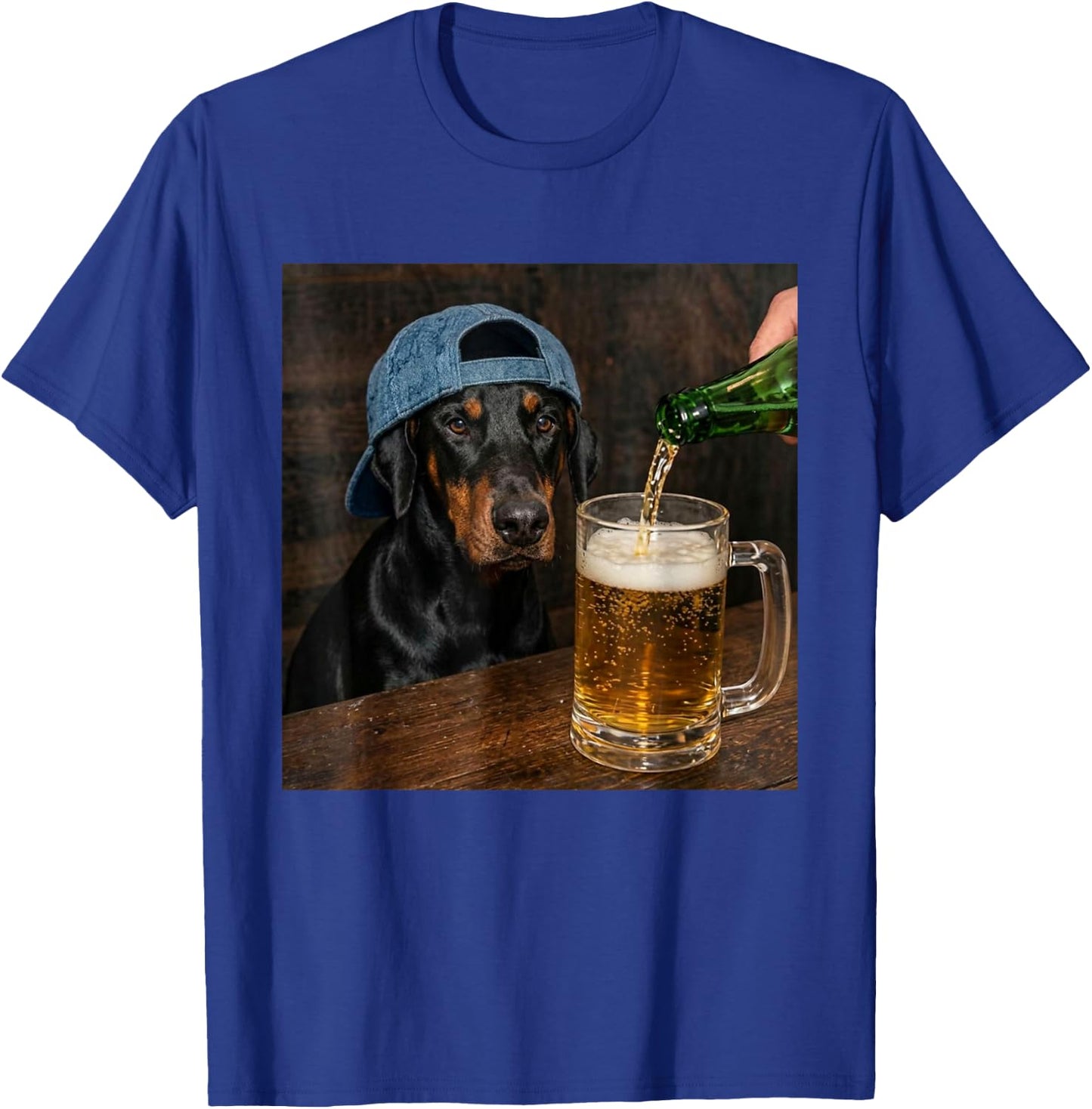 Doberman Drinking Beer Funny Doberman Dog Meme T-Shirt - T-Shirt | Royal