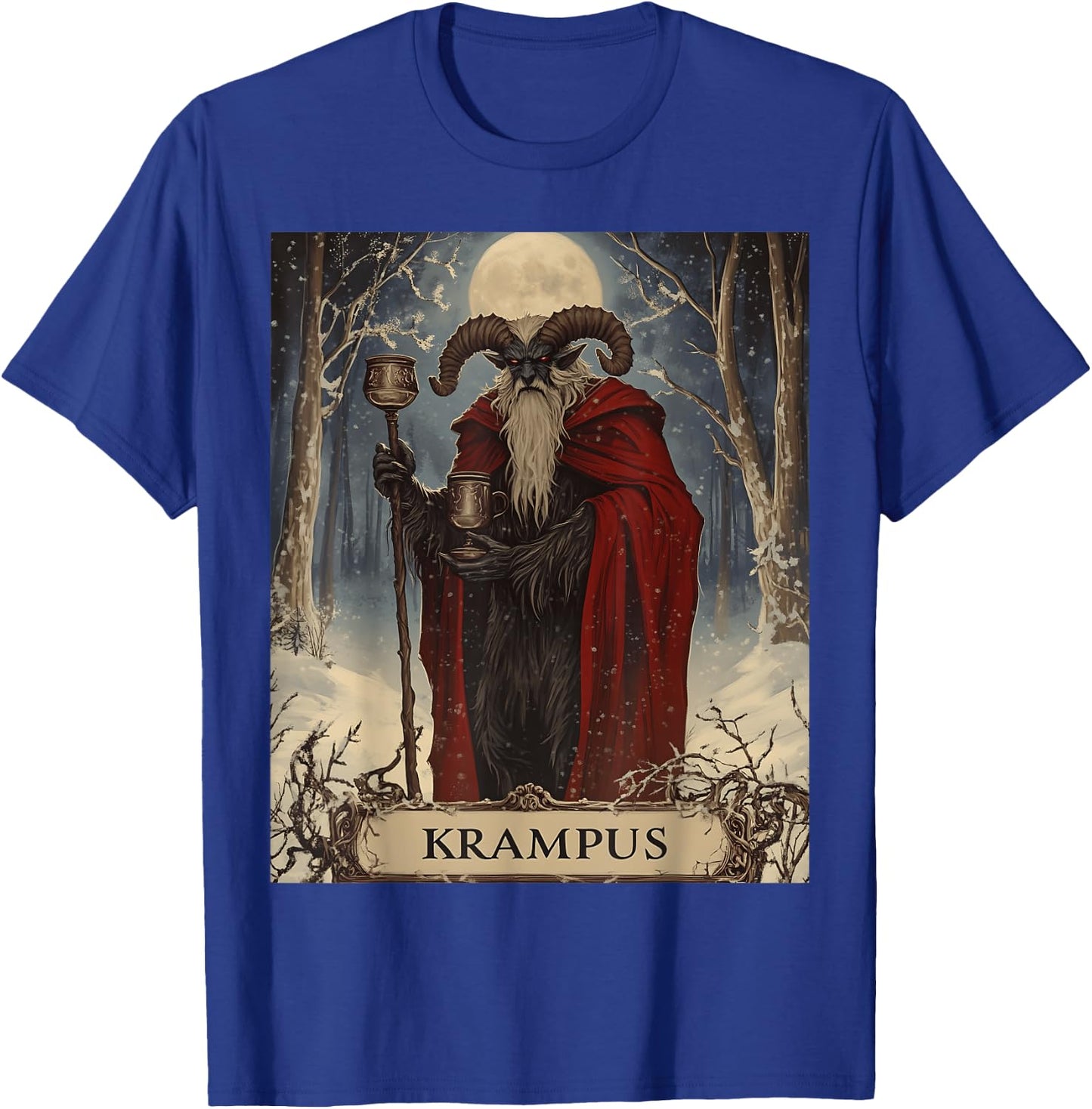 Merry Krampus Pajama Funny Christmas Horror Ugly Sweater T-Shirt - T-Shirt | Royal