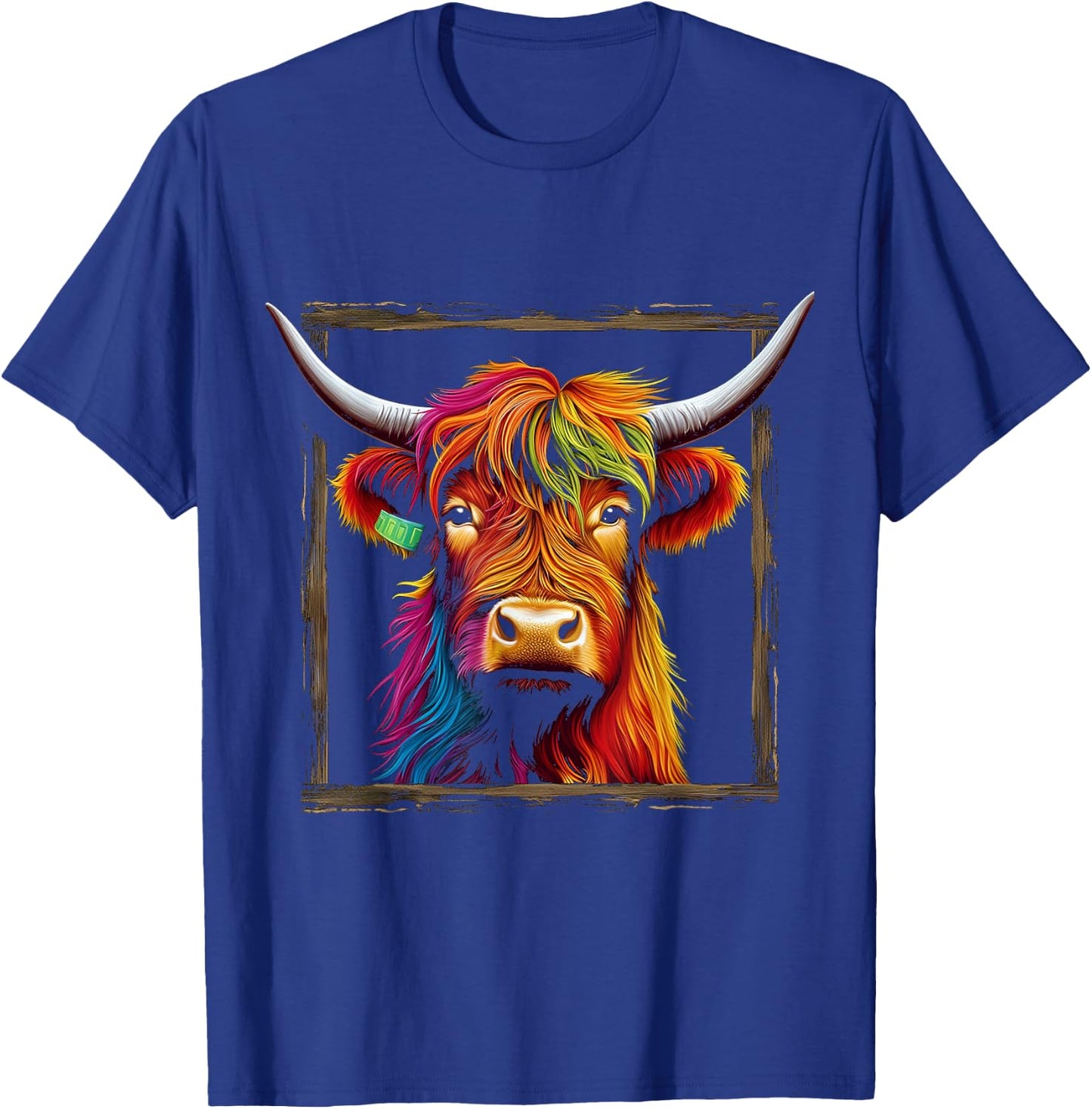 Highland Cow Colorful Art Animal Graphic Highland Cow T-Shirt - T-Shirt | Royal