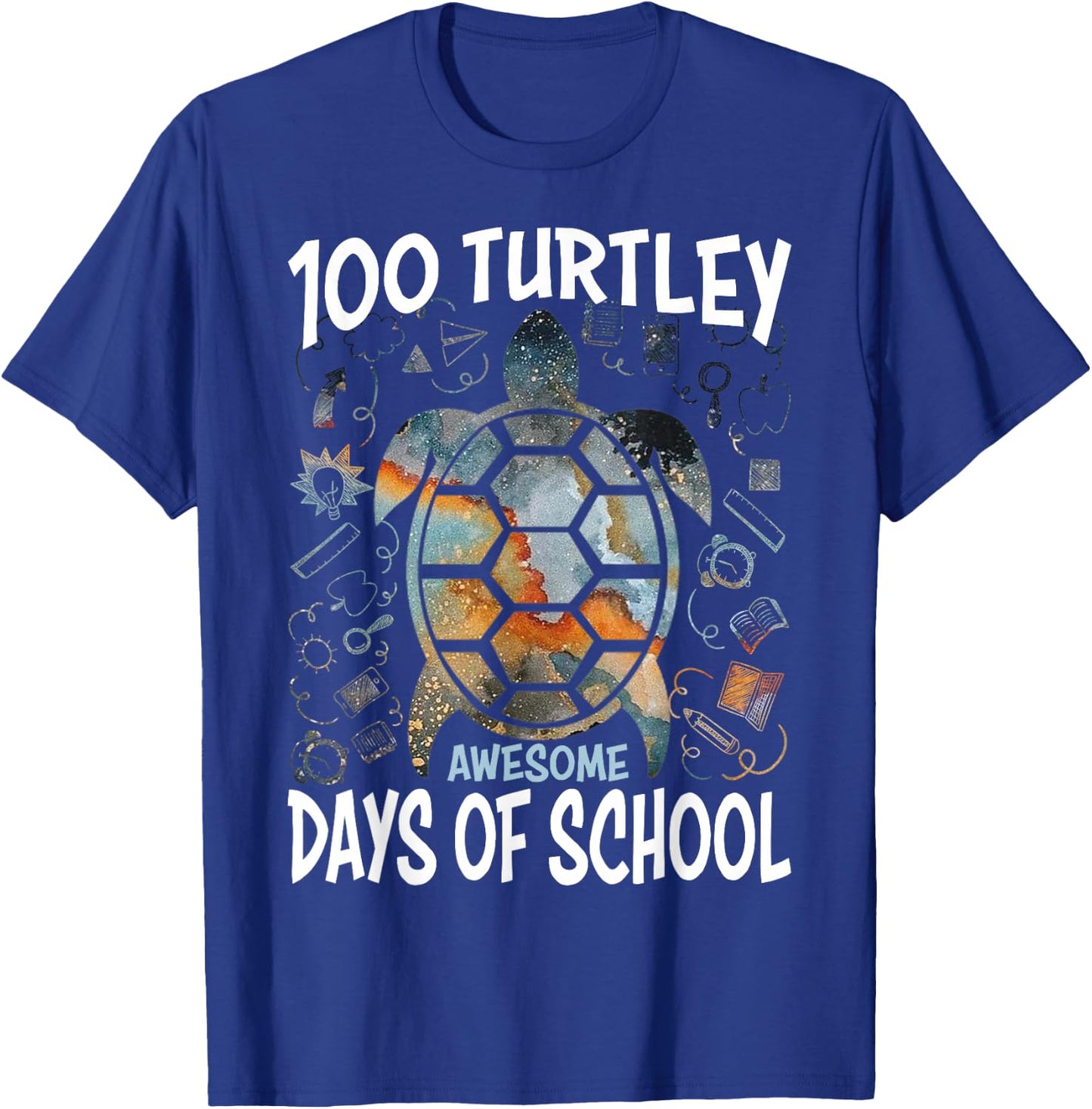100 Turtley Awesome Days - Cool Turtle 100th Day of School T-Shirt - T-Shirt | Royal