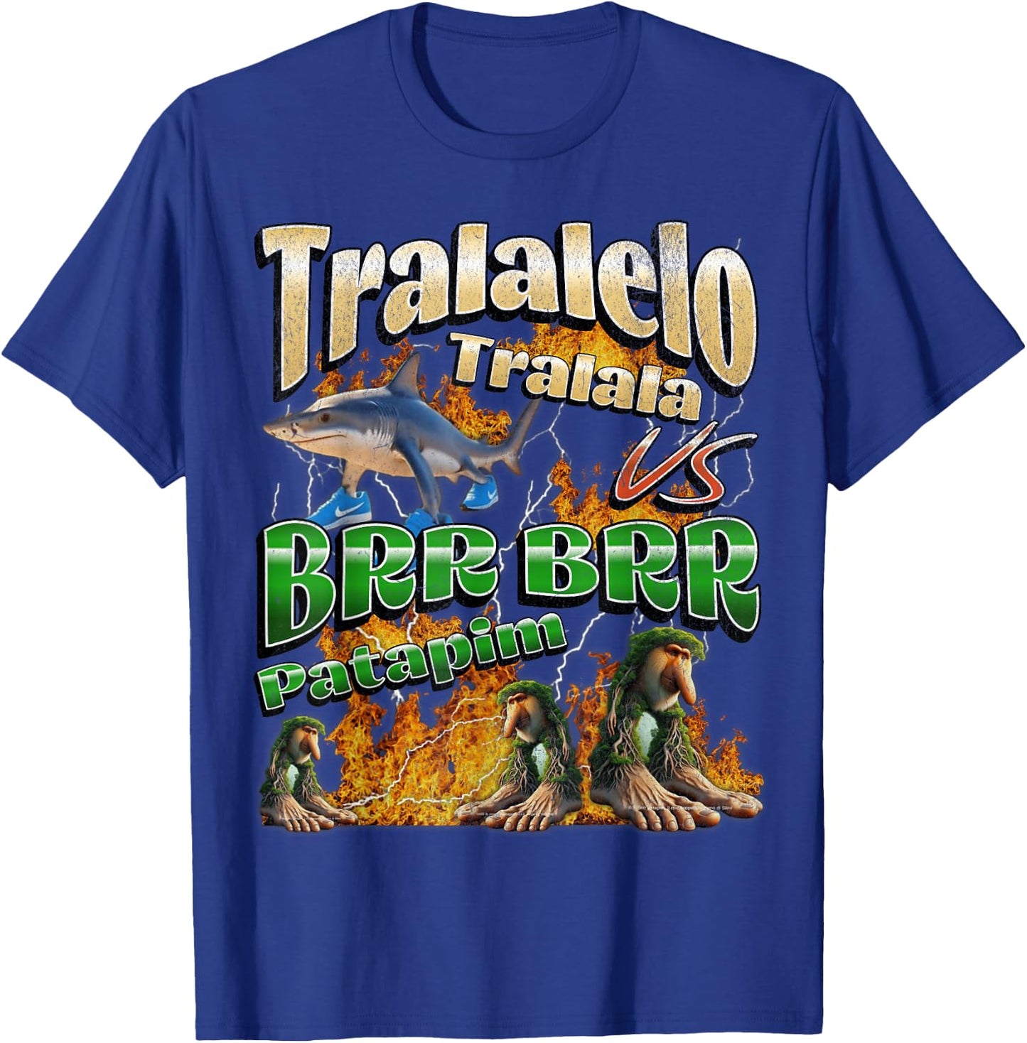 Tralalelo VS Brr Patapim Funny Italian Brainrot Meme Graphic T-Shirt - T-Shirt | Royal