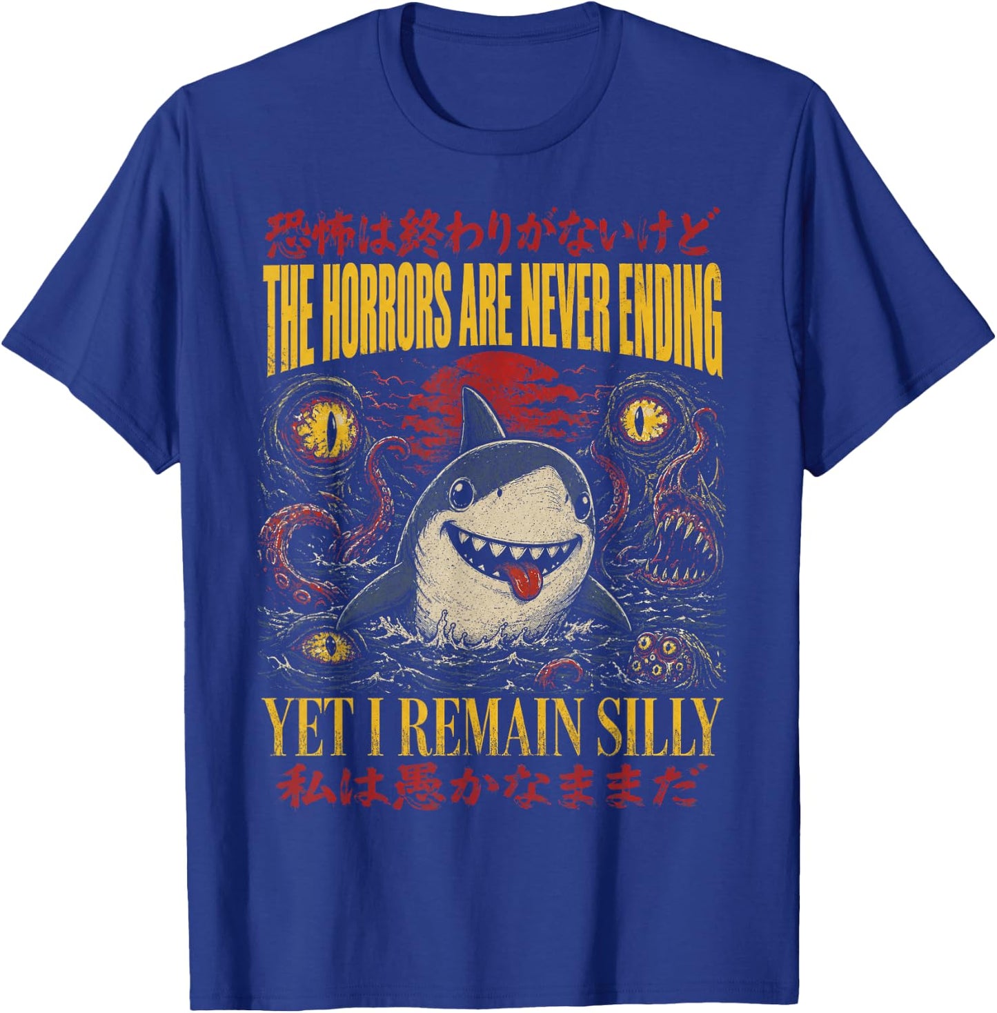 Silly Shark Japanese Horror Occult Meme T-Shirt - T-Shirt | Royal