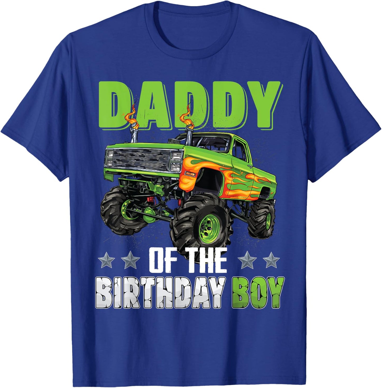 Daddy of Birthday Boy Monster Truck Car Family Matching T-Shirt - T-Shirt | Royal