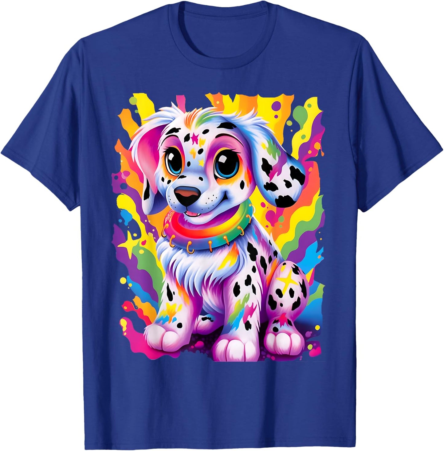 Dalmatian Puppy Colorful Rainbow Vibrant Graphic T-Shirt - T-Shirt | Royal
