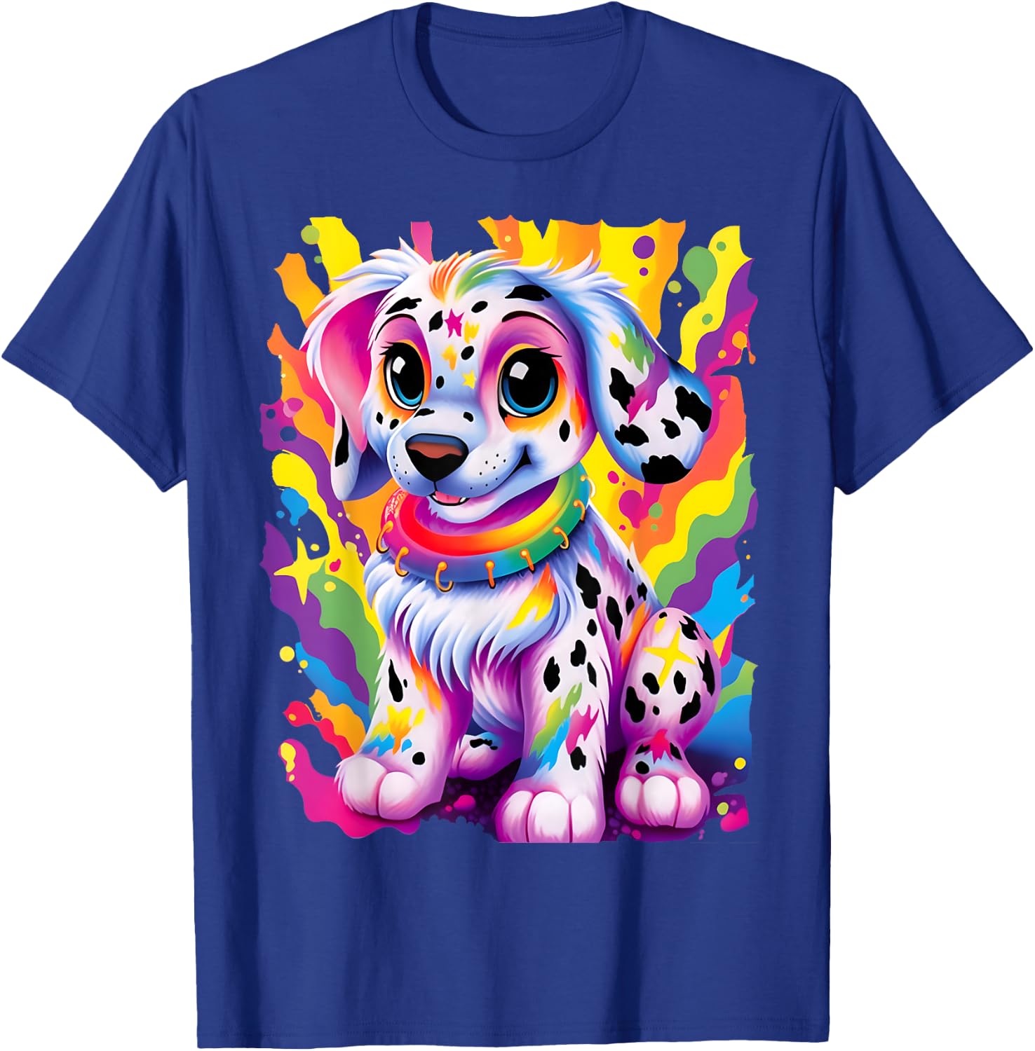 Dalmatian Puppy Colorful Rainbow Vibrant Graphic T-Shirt - T-Shirt | Royal