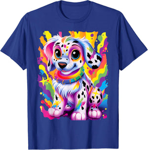 Dalmatian Puppy Colorful Rainbow Vibrant Graphic T-Shirt - T-Shirt | Royal