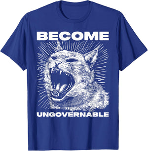 Vintage Angry Cat Become Unregable Funny Cat Meme T-Shirt - T-Shirt | Royal