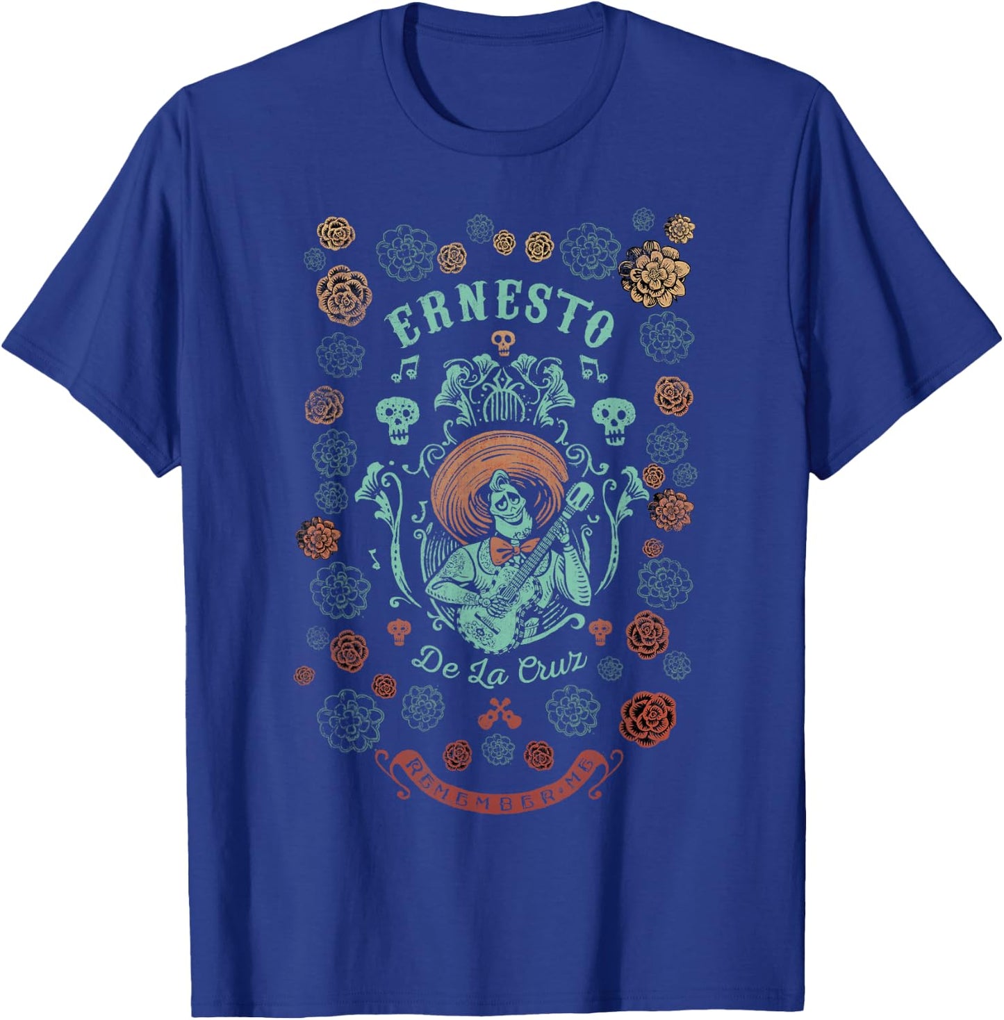 Disney Pixar Coco Ernesto Remember Me Floral Style T-Shirt - T-Shirt | Royal