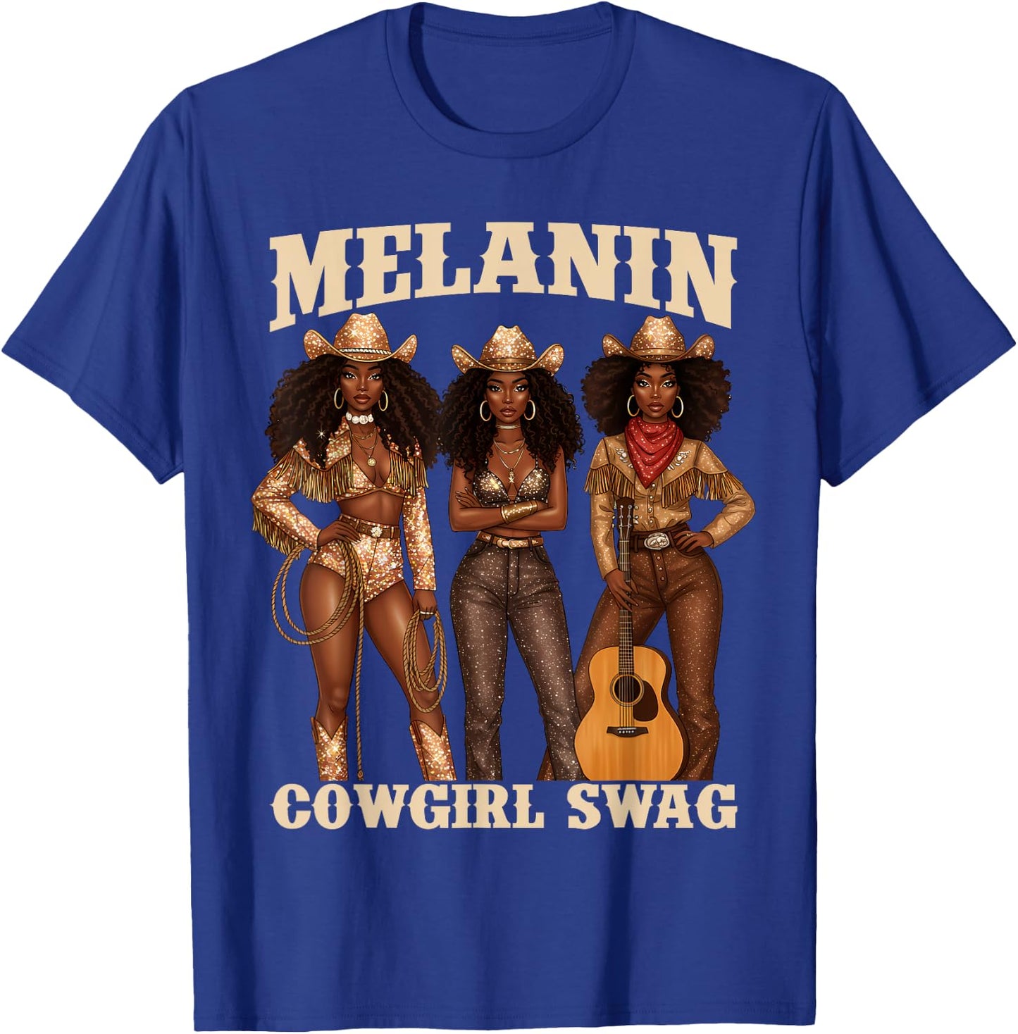 Melanin Cowgirl Swag Black History Month Girls Women African T-Shirt - T-Shirt | Royal