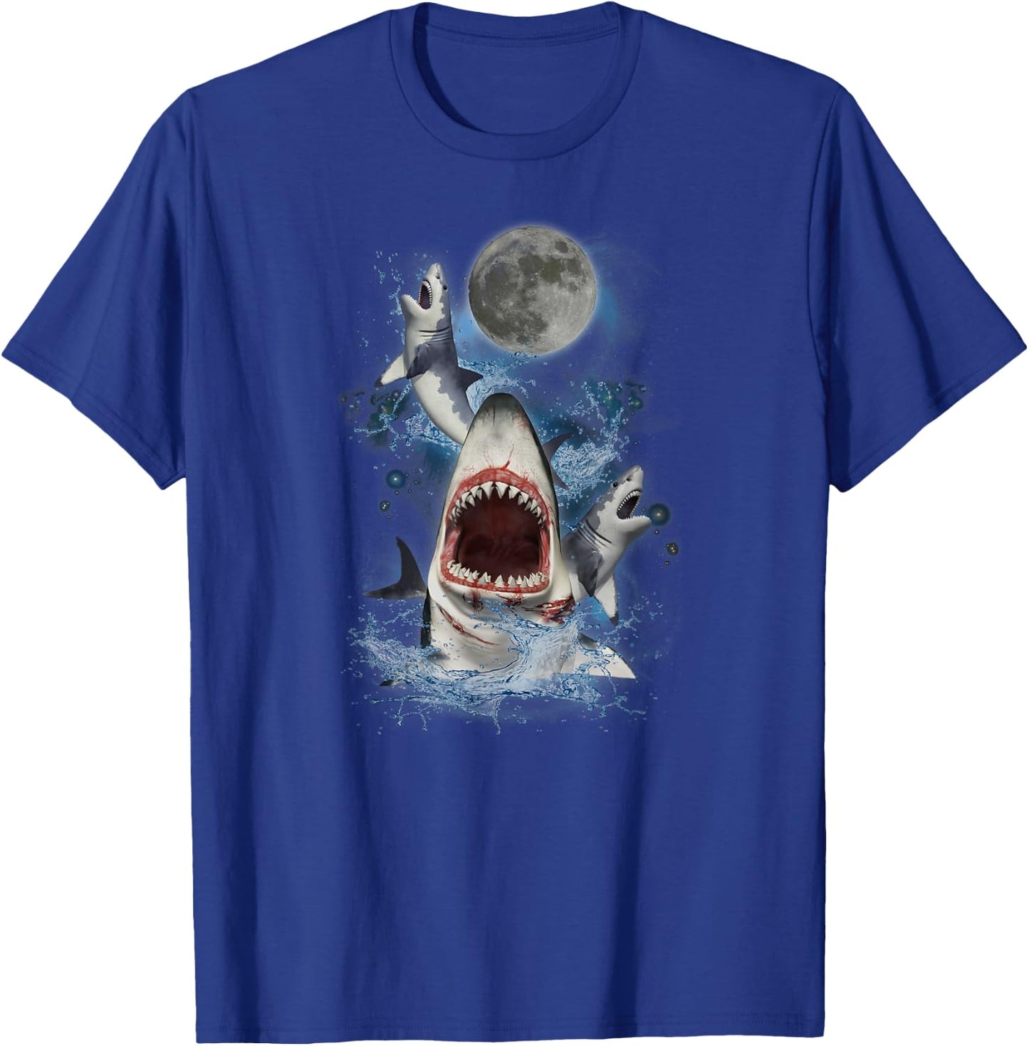 Howling at the Moon Shirt - Funny Great White Shark T-Shirt - T-Shirt | Royal