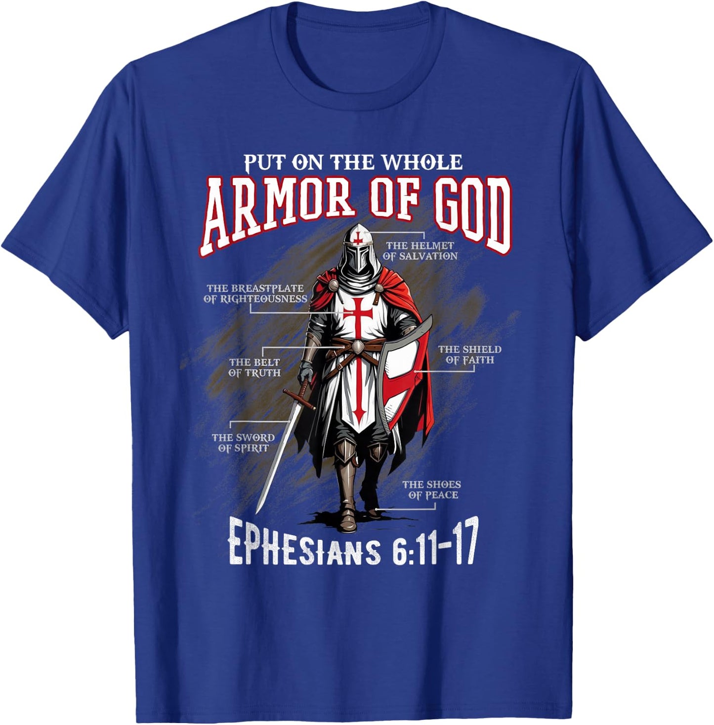 Full Armor of God Men Women Kids Christian Bible Verse Gift , black T-Shirt - T-Shirt | Royal