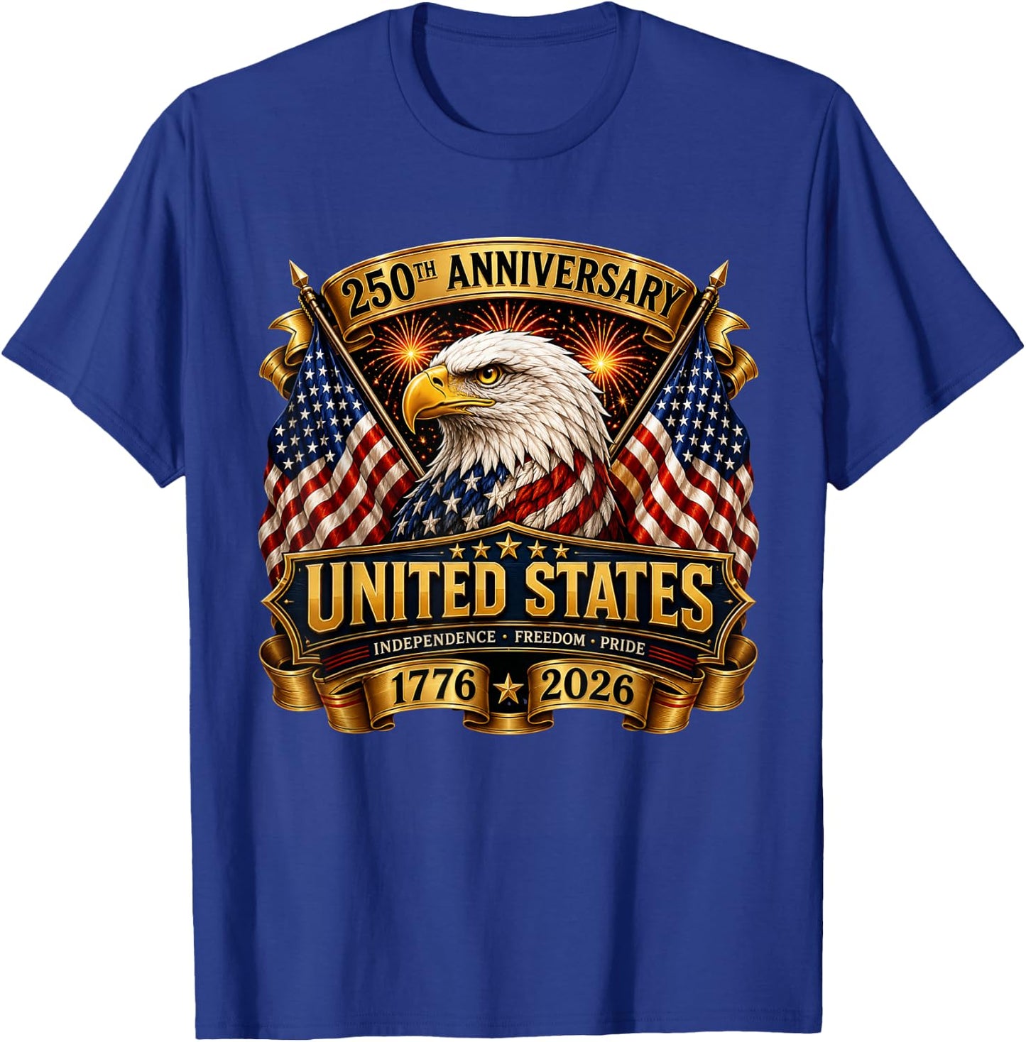 250th Anniversary Eagle 250 Years Freedom USA 4th of July T-Shirt - T-Shirt | Royal