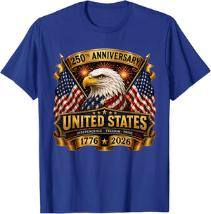 250th Anniversary Eagle 250 Years Freedom USA 4th of July T-Shirt - T-Shirt | Royal