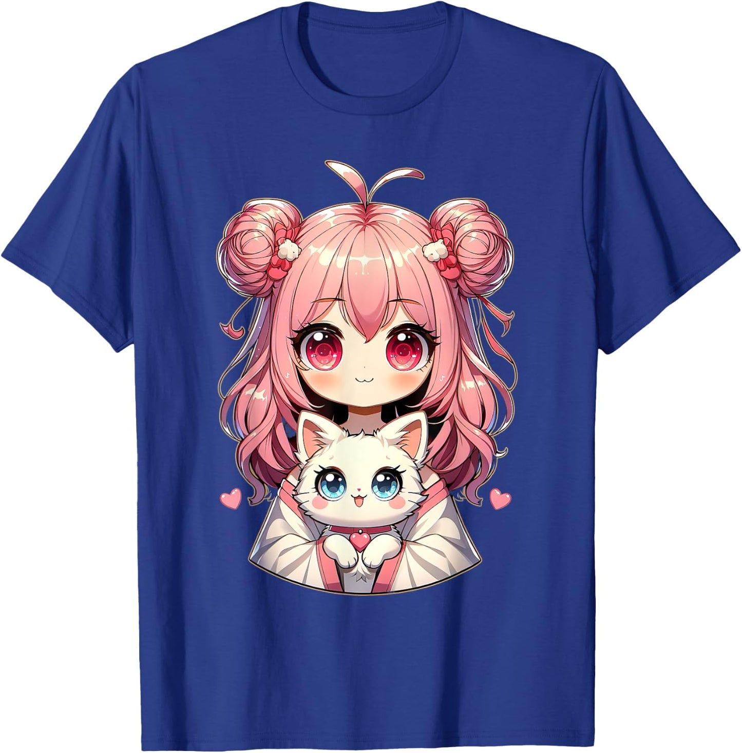 Anime Cute Cat Lovers Kawaii Manga Otaku Anime Girl Pink , Black, S T-Shirt - T-Shirt | Royal