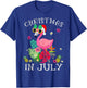 Christmas in July Pink Flamingo Hawaii T-Shirt - T-Shirt | Royal