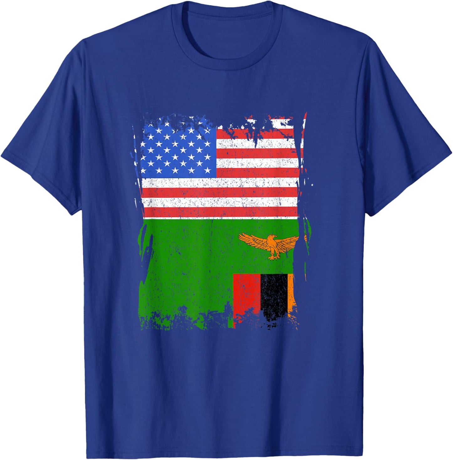 Zambia Flag USA America Vintage Zambian Roots Zambian Pride T-Shirt - T-Shirt | Royal