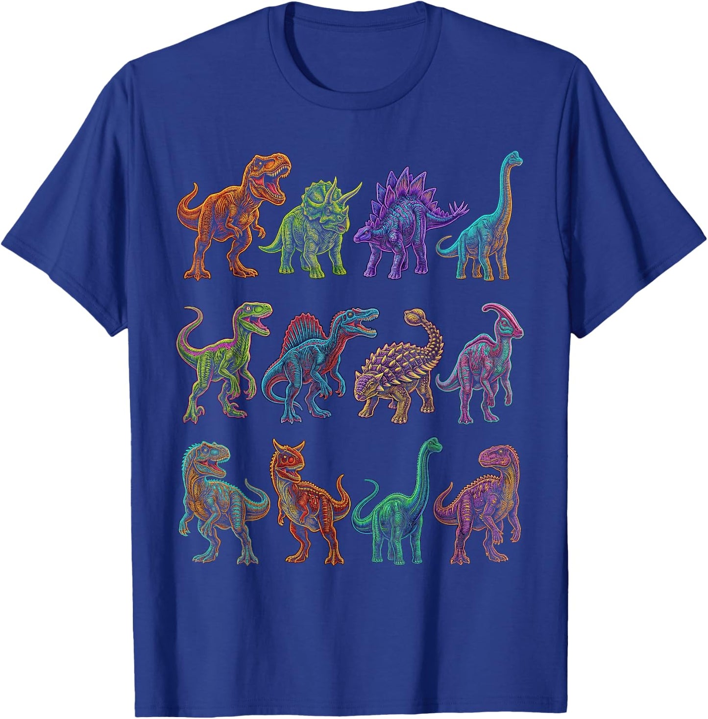 Dinosaur Species Chart Paleontology Prehistoric Animals T-Shirt - T-Shirt | Royal