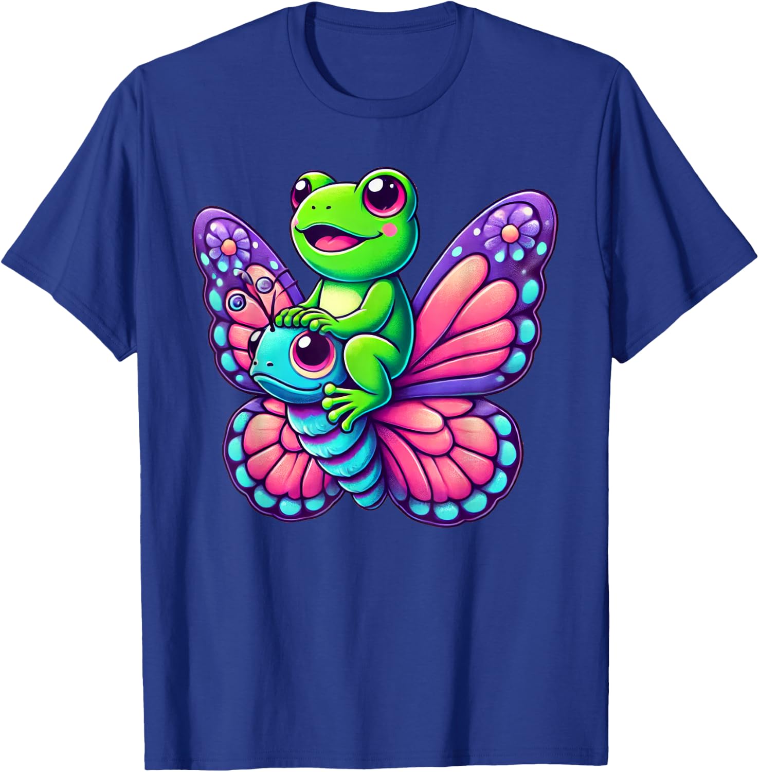 Cute Kawaii Frog Butterfly T-Shirt - T-Shirt | Royal