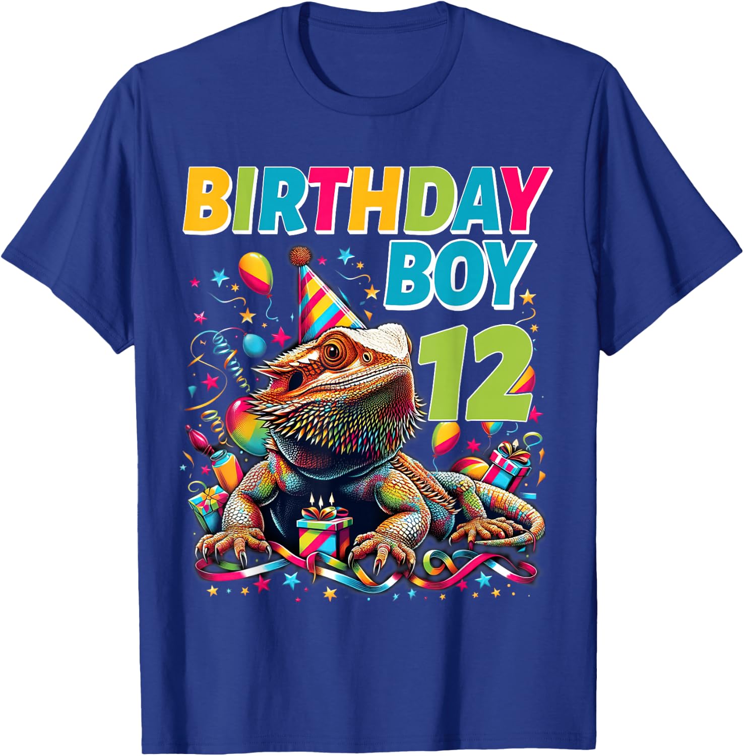 Bearded Dragon Lizard Kids 12th Birthday - 12 Year Old Boy T-Shirt - T-Shirt | Royal