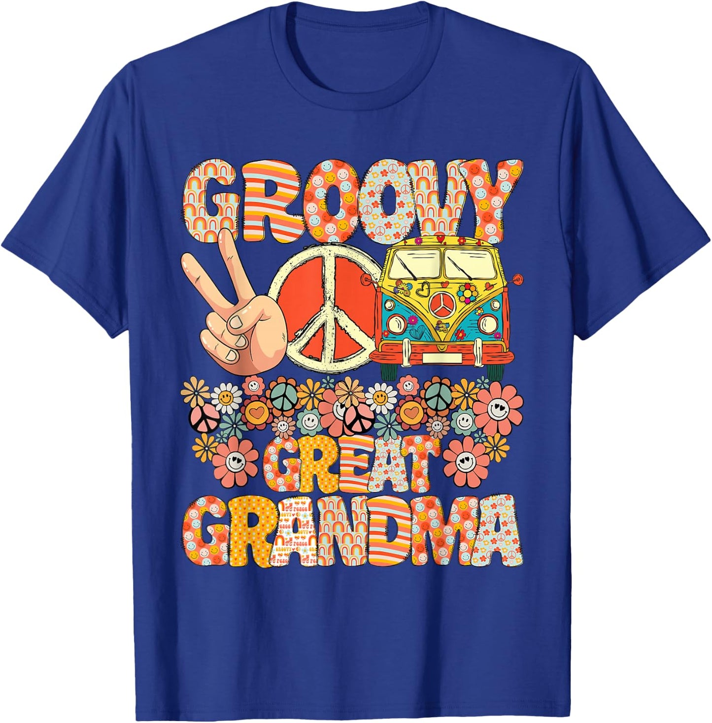 Groovy Great Grandma Retro Matching Family Baby Shower T-Shirt - T-Shirt | Royal